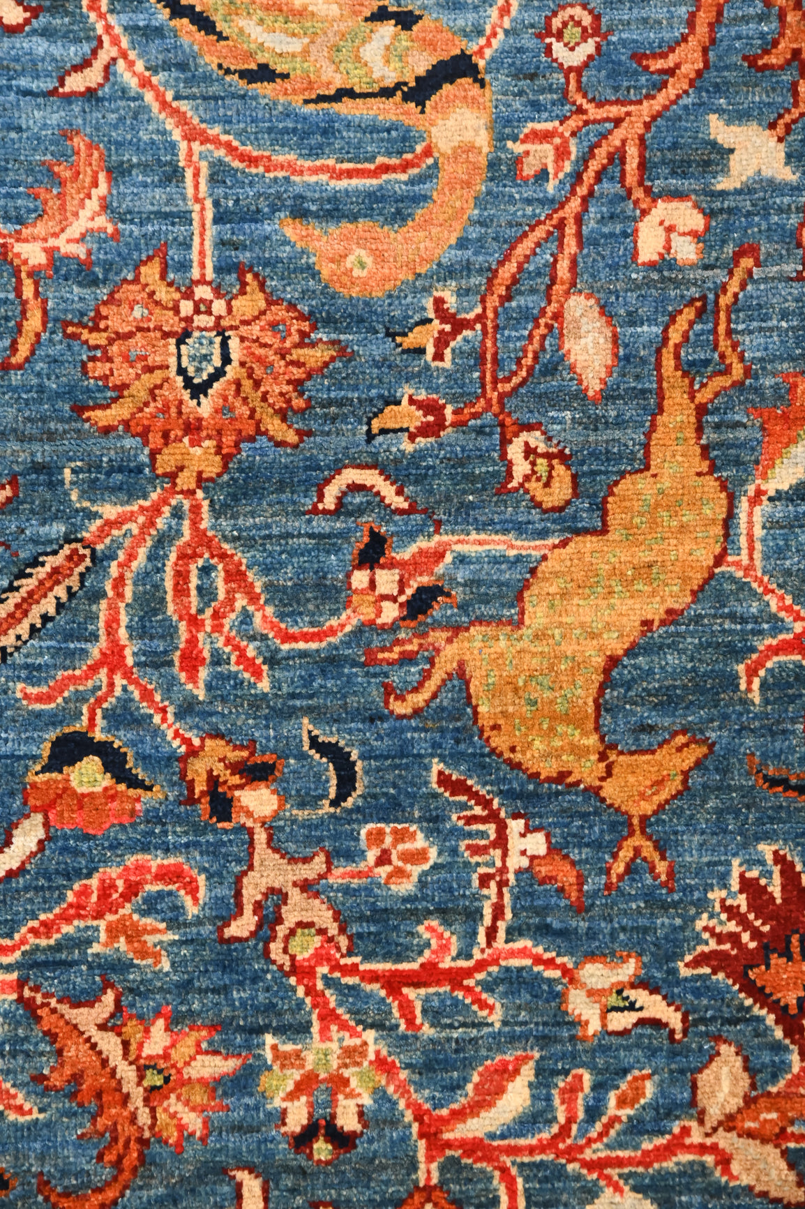 Blue Pictorial Afghan Chobi Wool Rug 186cm x 152cm