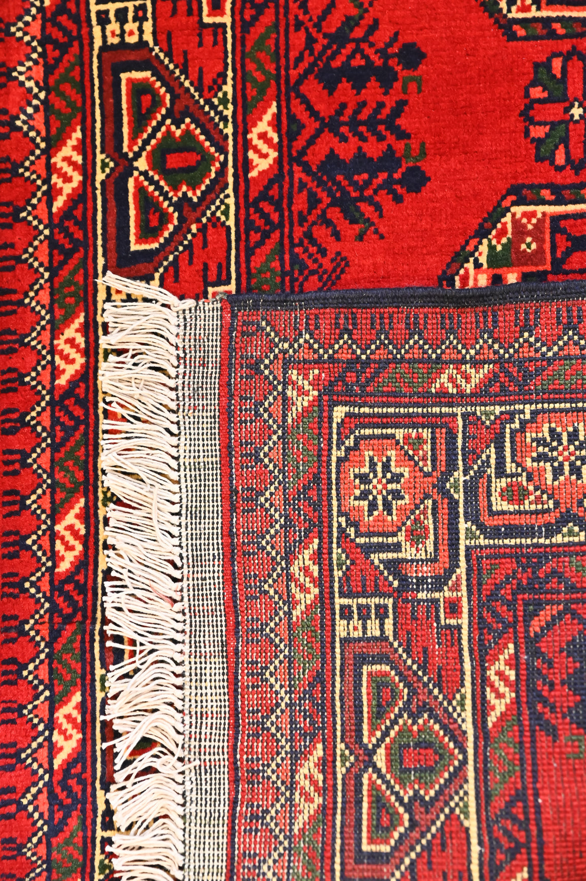 Red Afghan Khamyab Wool Runner 188cm x 61cm
