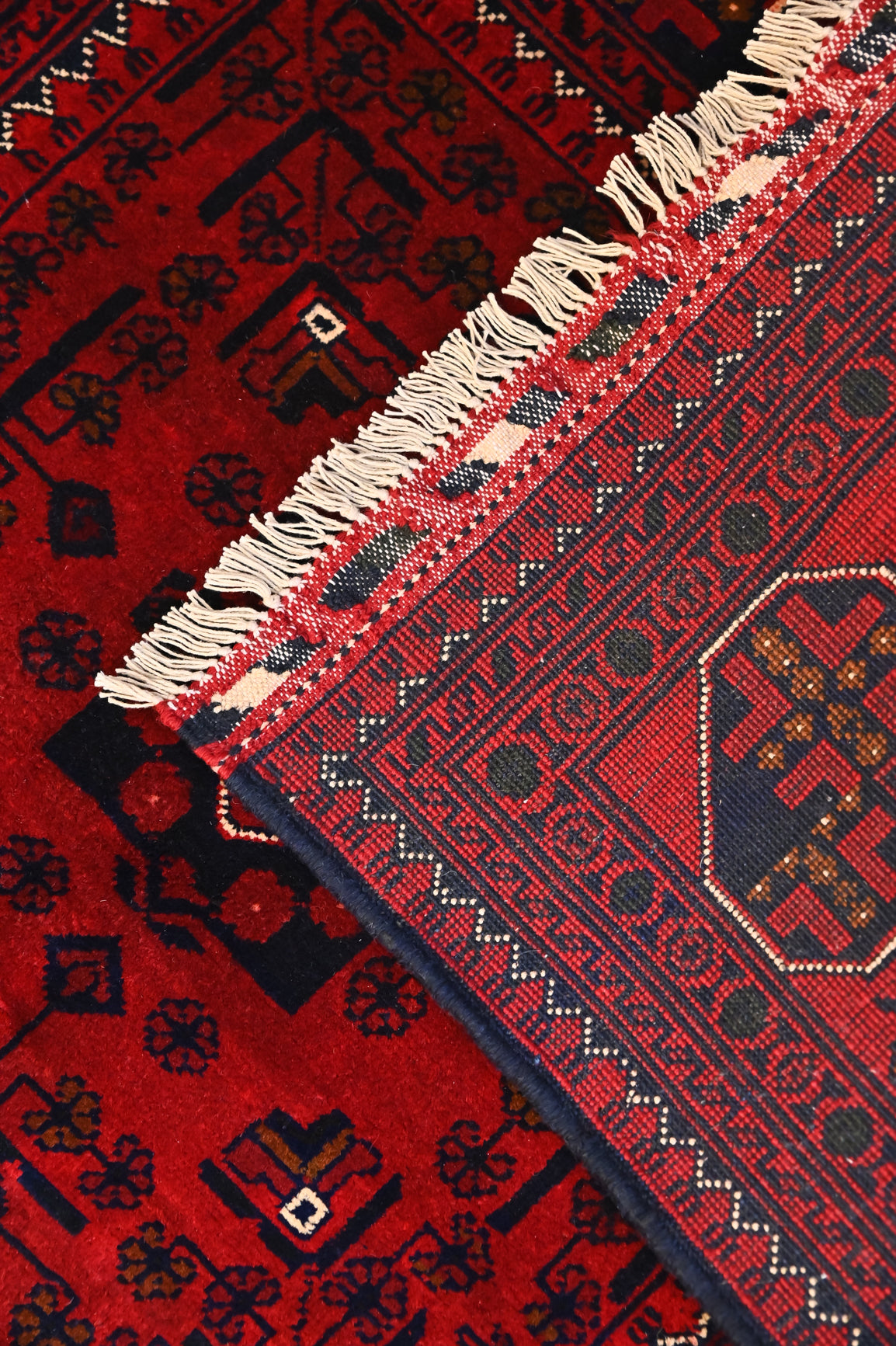 Red Afghan Khamyab Wool Rug 142cm x 97cm