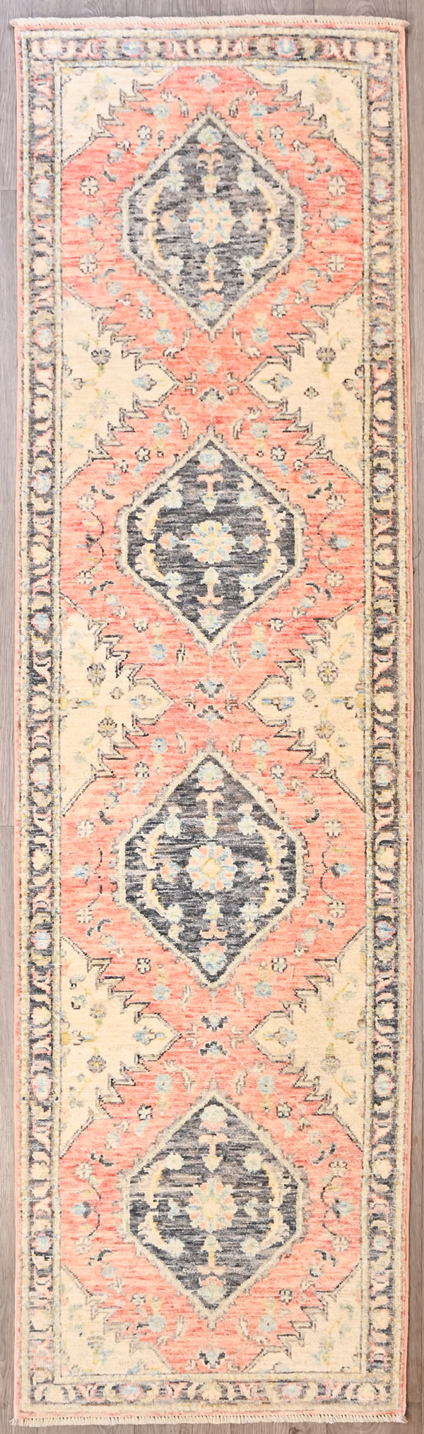 Pastel Pink Afghan Chobi Wool Runner 294cm x 80cm