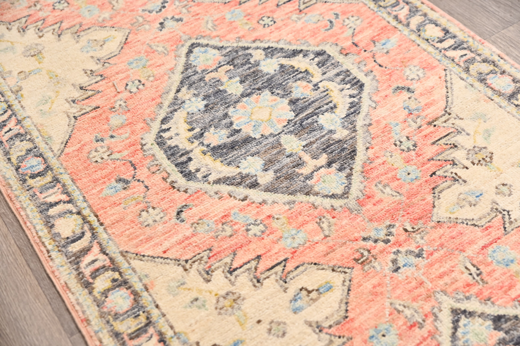 Pastel Pink Afghan Chobi Wool Runner 294cm x 80cm