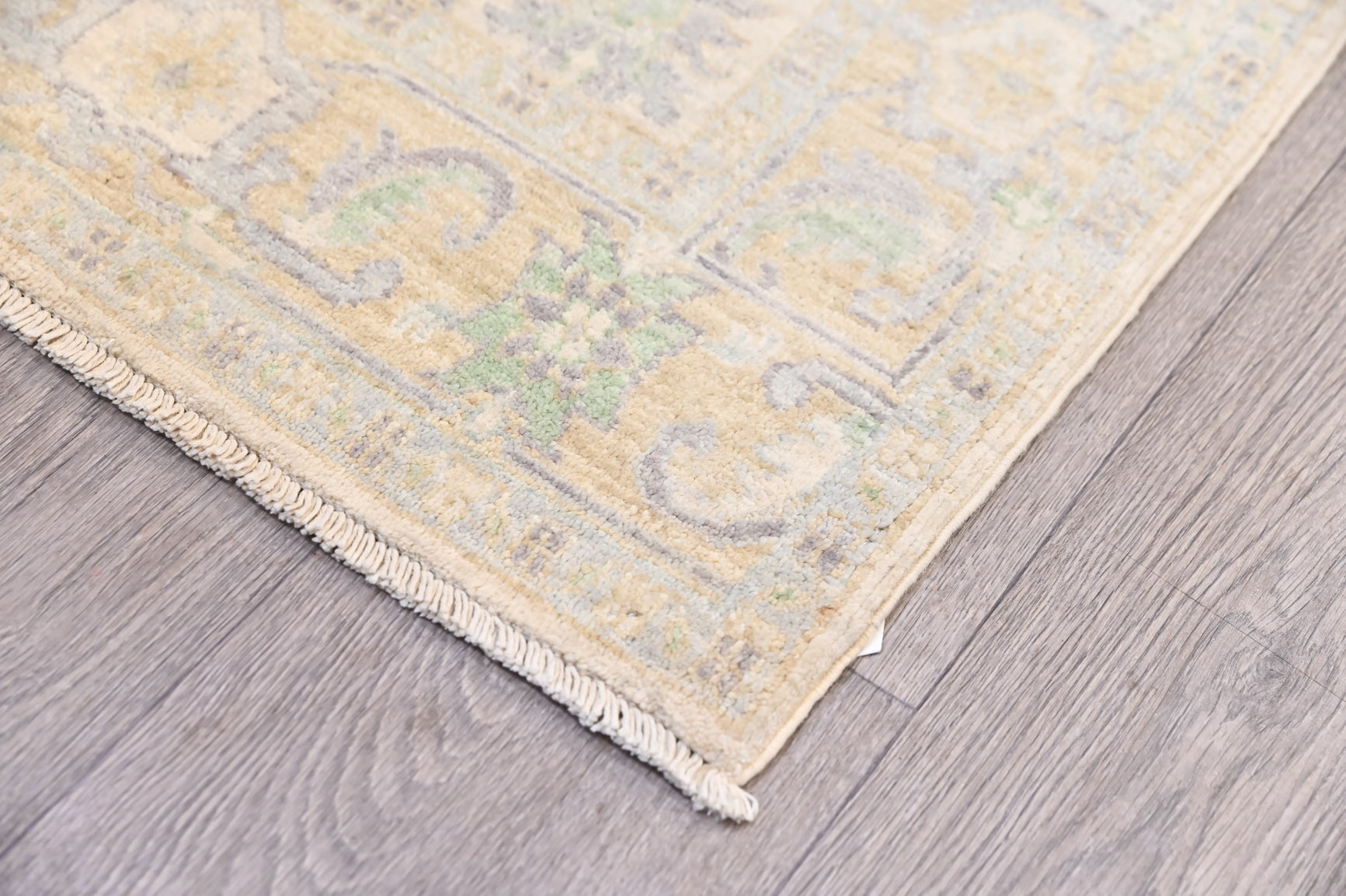 Muted Green Afghan Chobi Wool Runner 393cm x 73cm