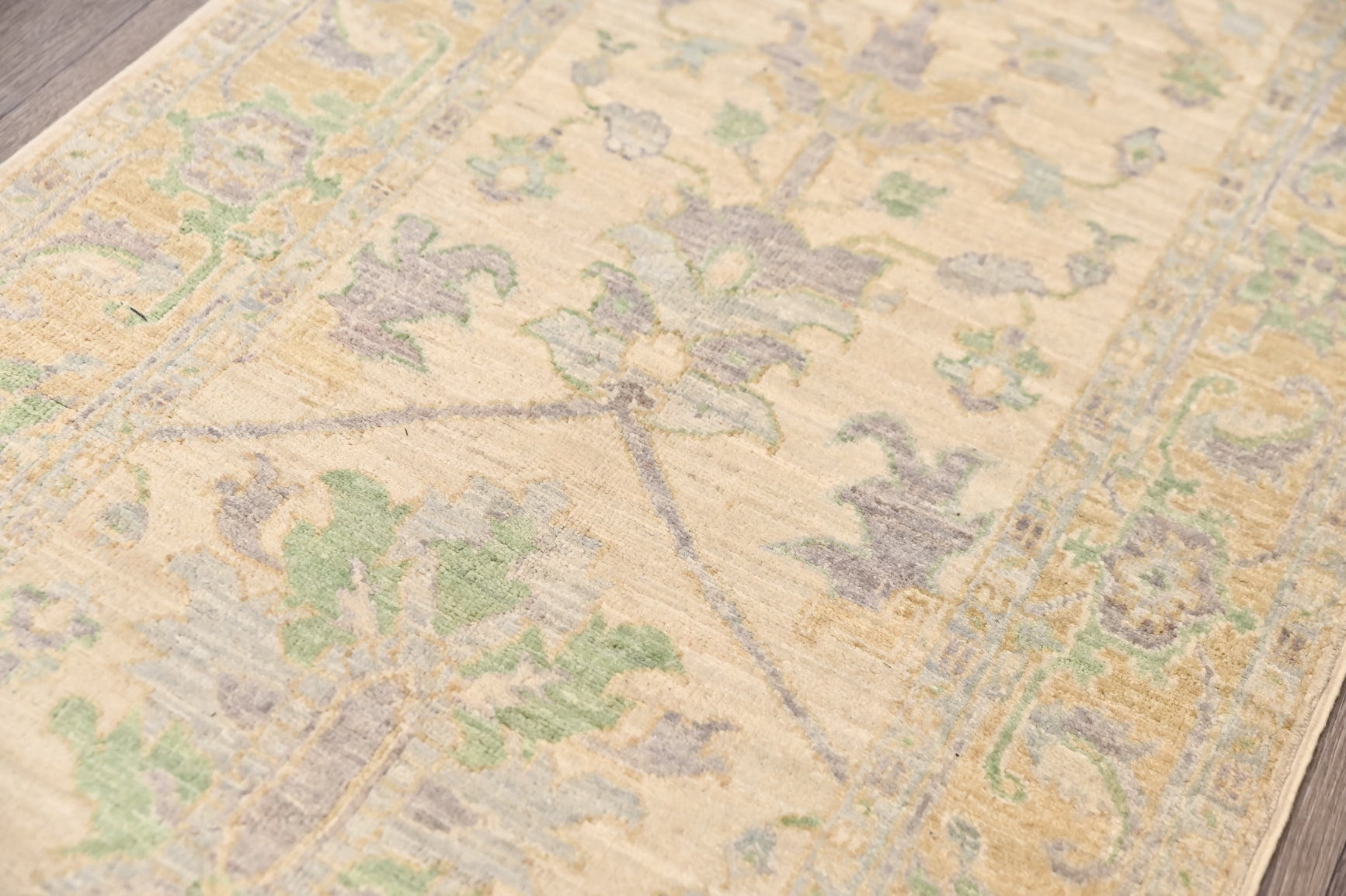 Muted Green Afghan Chobi Wool Runner 393cm x 73cm