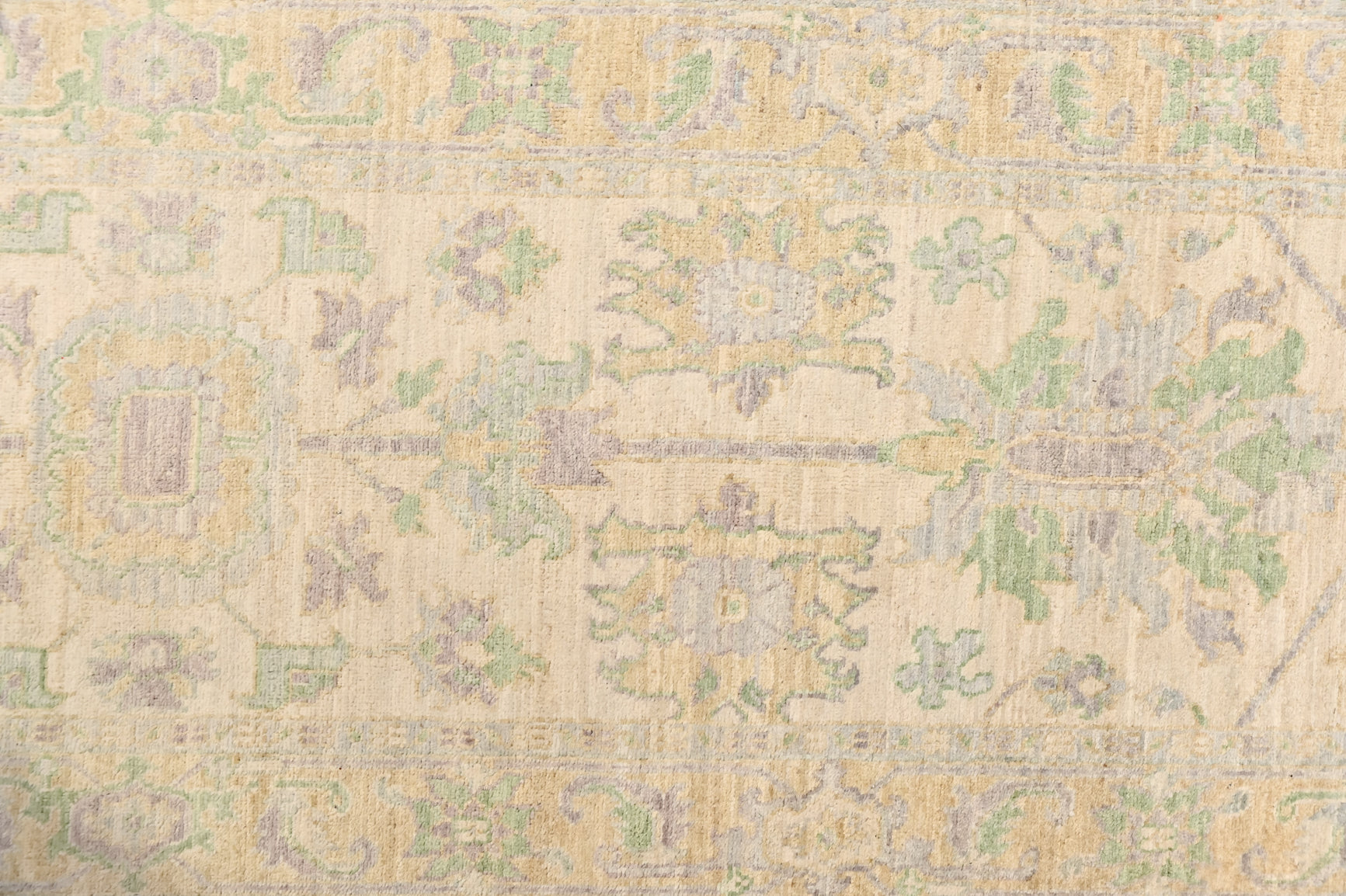 Muted Green Afghan Chobi Wool Runner 393cm x 73cm