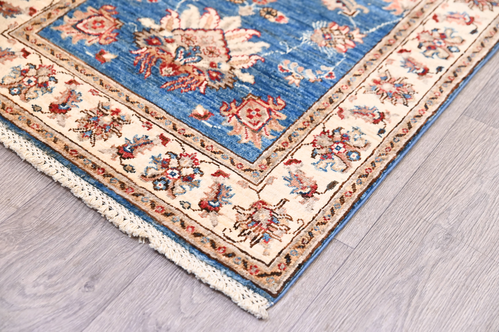 Navy Blue Afghan Chobi Wool Runner 285cm x 79cm