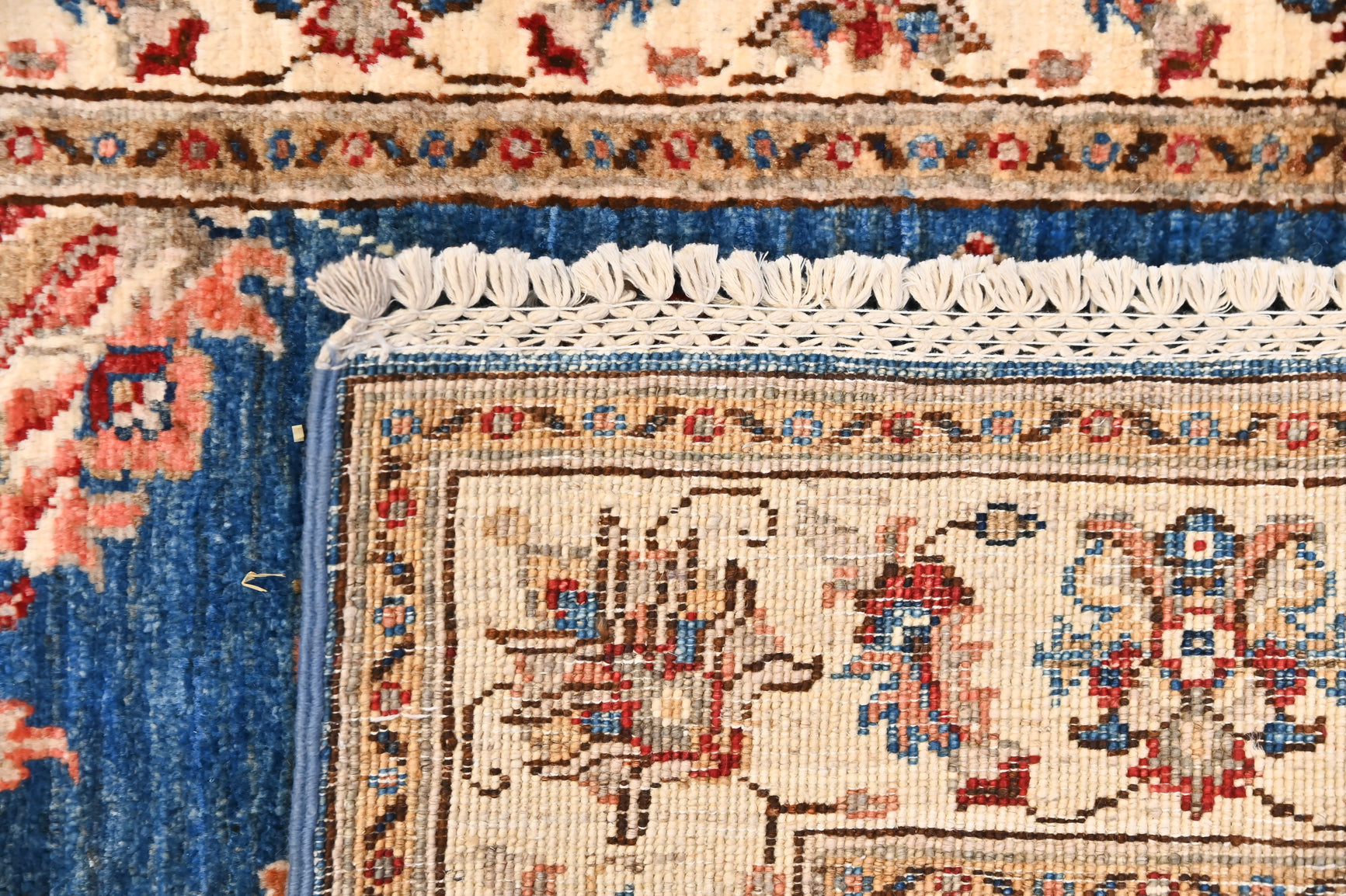 Navy Blue Afghan Chobi Wool Runner 285cm x 79cm