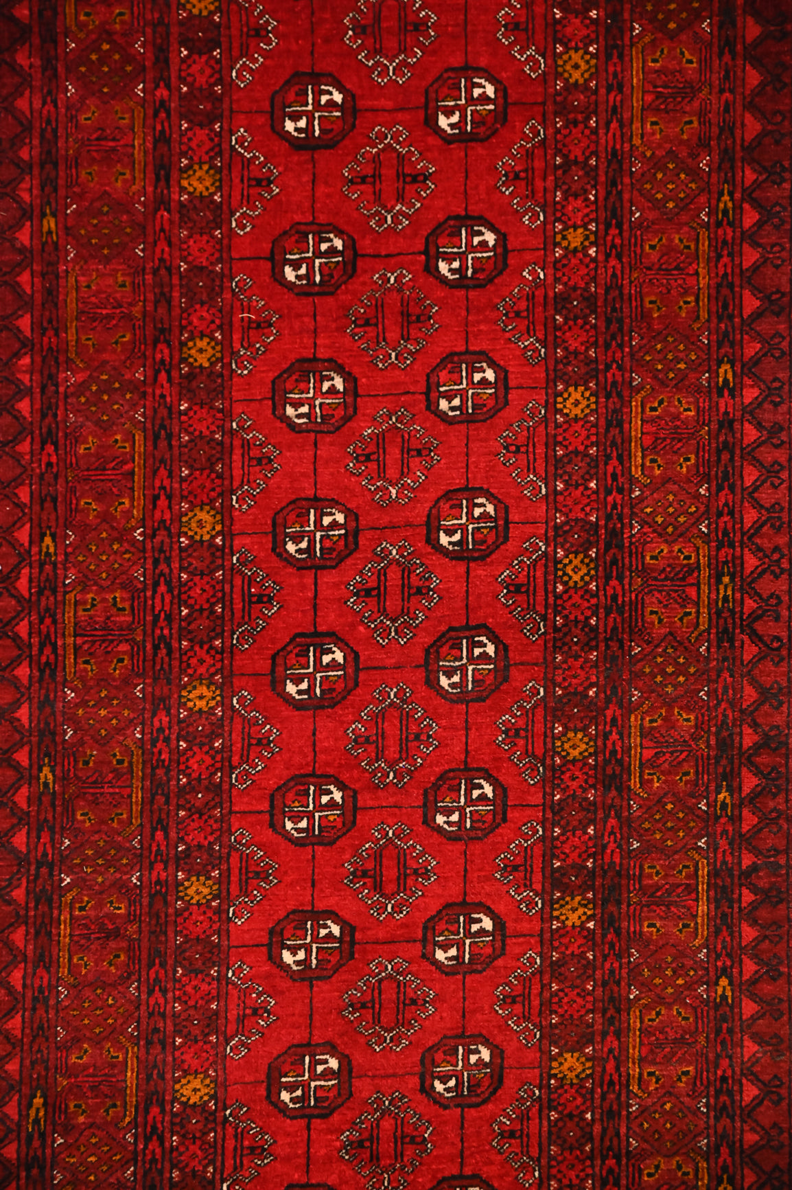 Red Vintage c.1960's Afghan Turkoman Wool Runner 350cm x 76cm