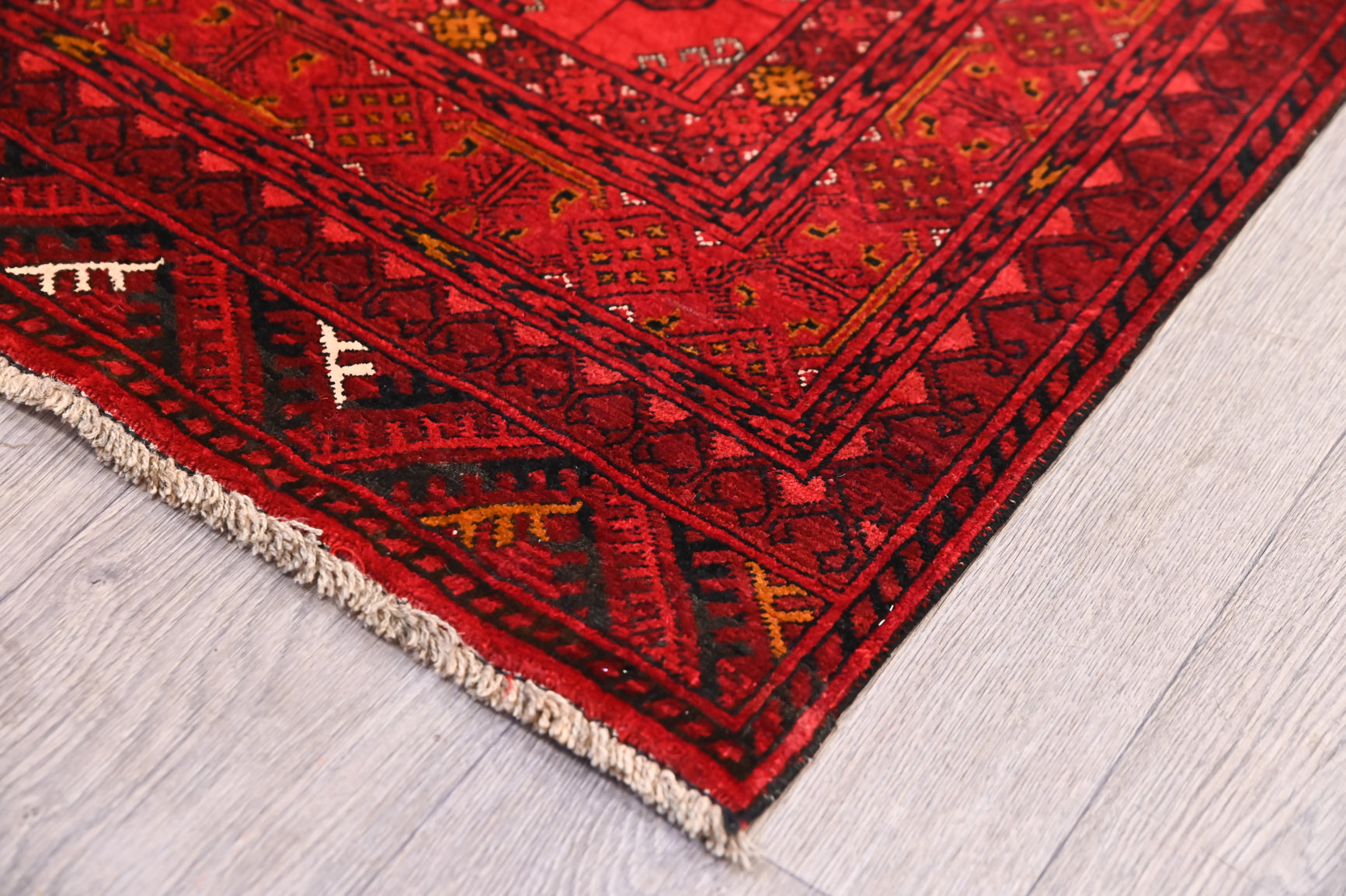 Red Vintage c.1960's Afghan Turkoman Wool Runner 350cm x 76cm