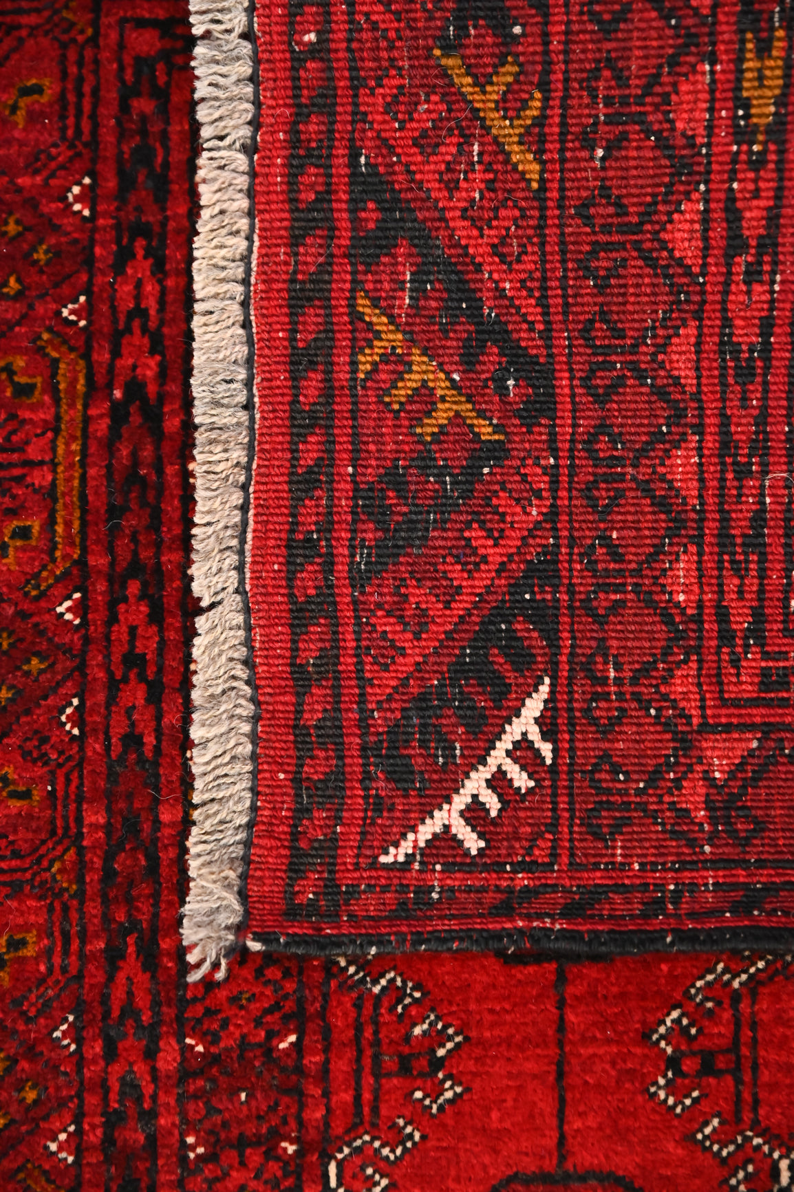 Red Vintage c.1960's Afghan Turkoman Wool Runner 350cm x 76cm