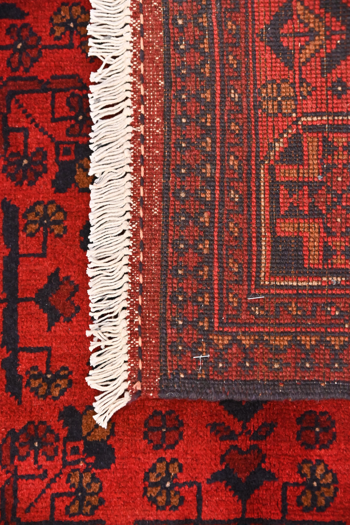 Red Afghan Khal Wool Rug 140cm x 100cm