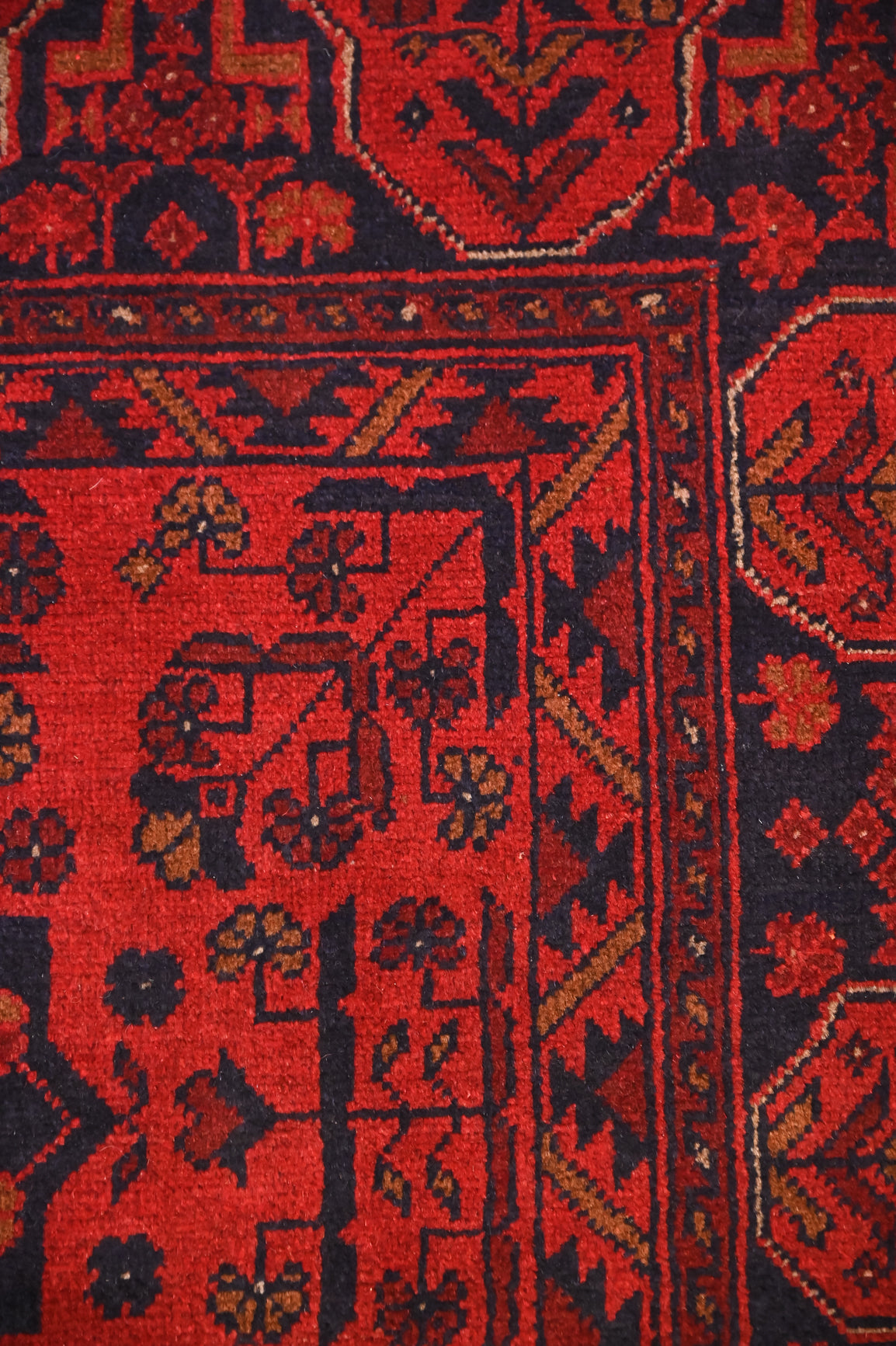 Red Afghan Khal Wool Rug 140cm x 100cm