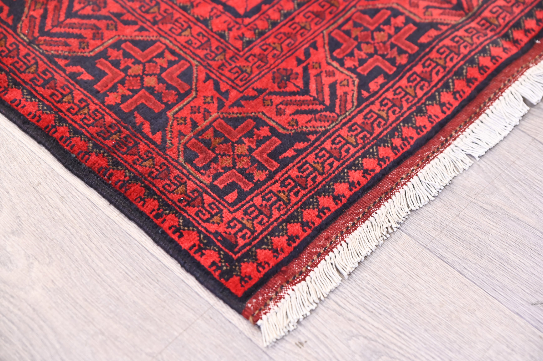 Red Afghan Khal Wool Rug 152cm x 100cm