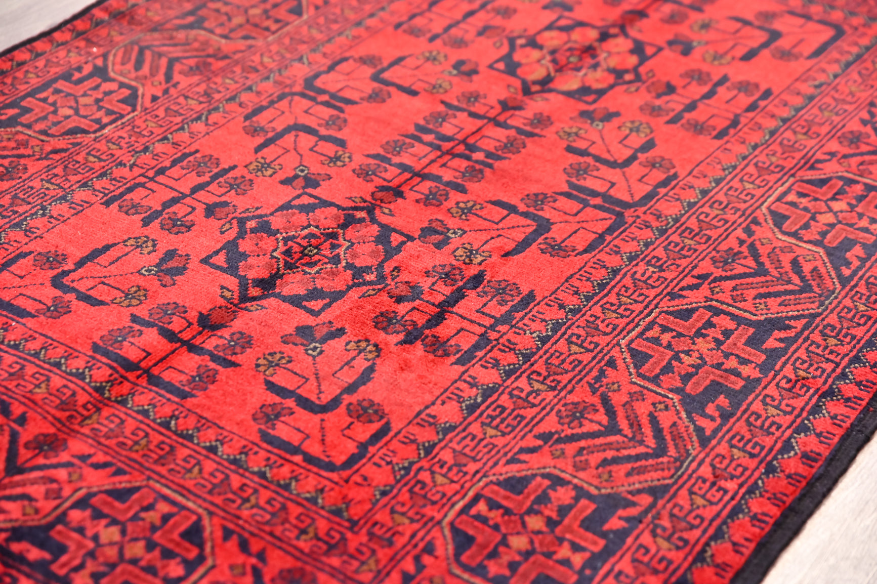 Red Afghan Khal Wool Rug 152cm x 100cm