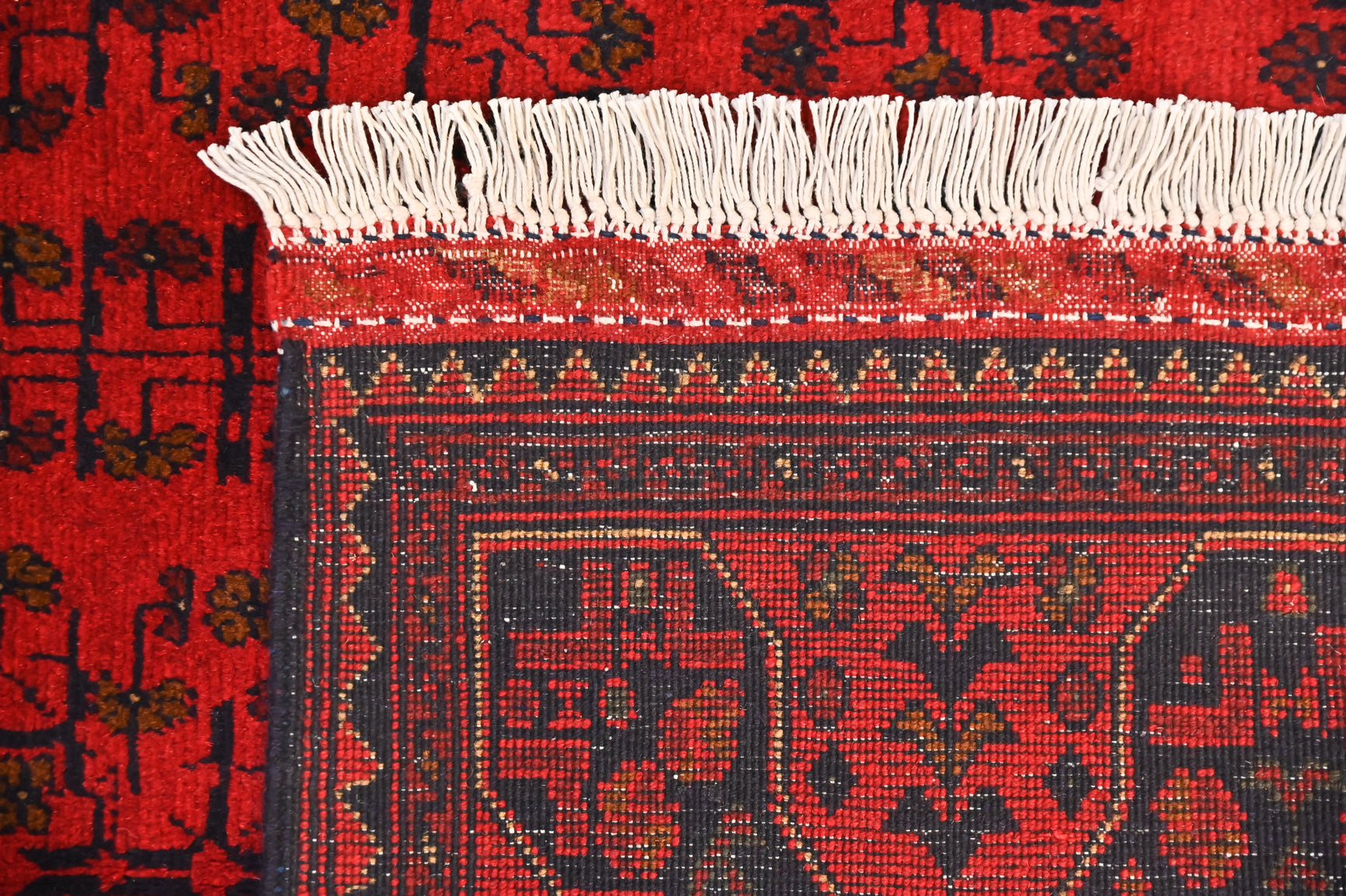Red Afghan Khal Wool Rug 150cm x 108cm