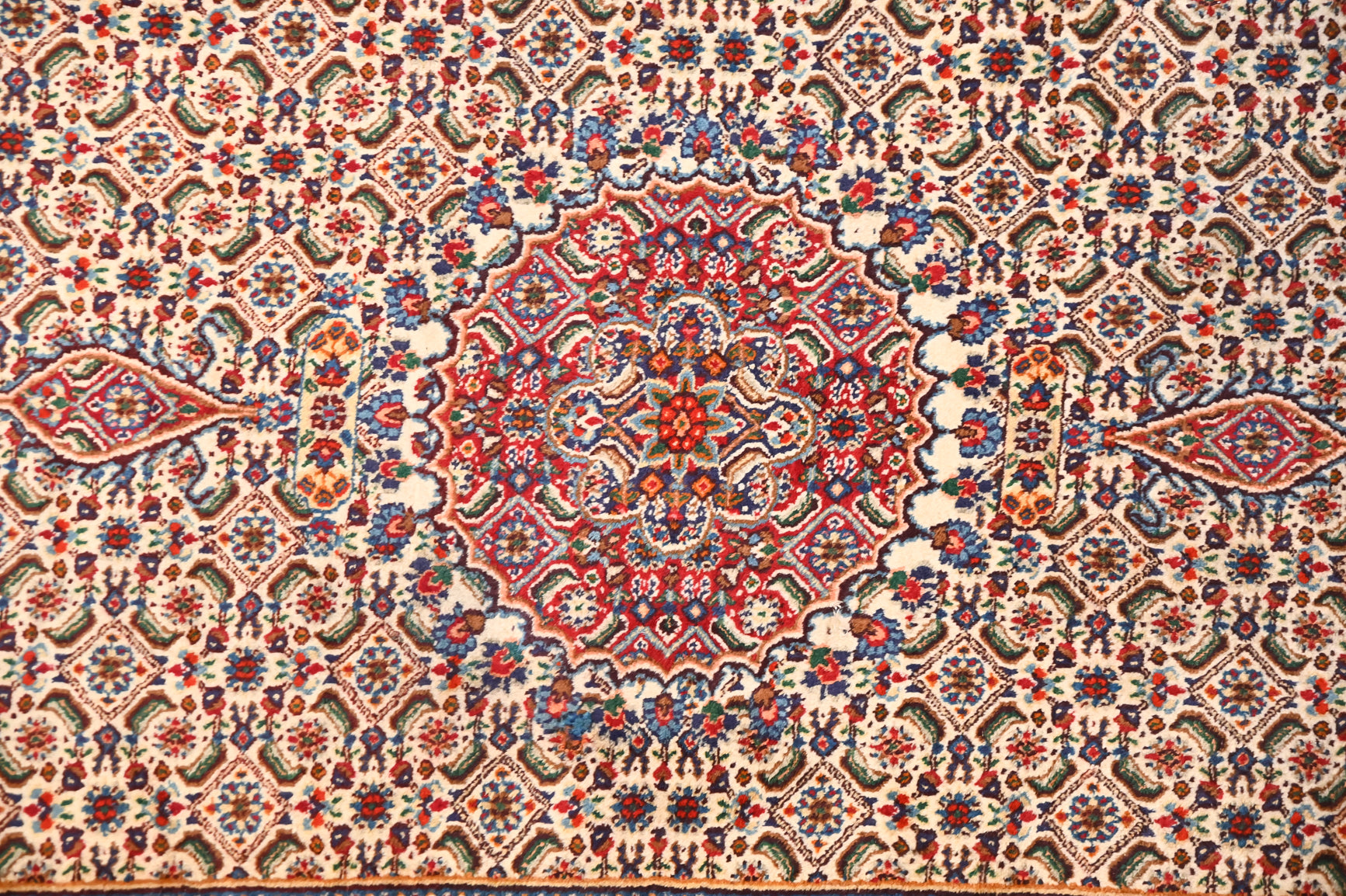 Cream Persian Moud Wool Runner 277cm x  106cm
