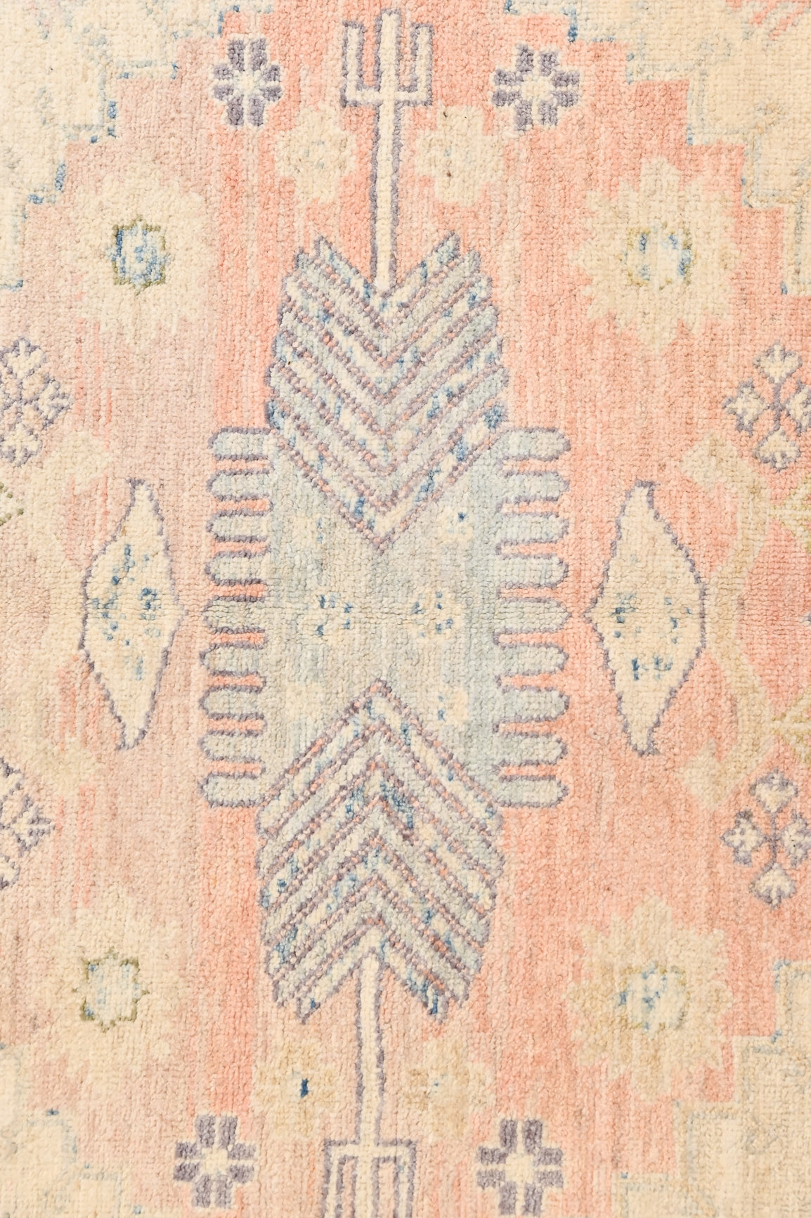 Pastel Pink Blue Afghan Chobi Wool Rug 198cm x 143cm