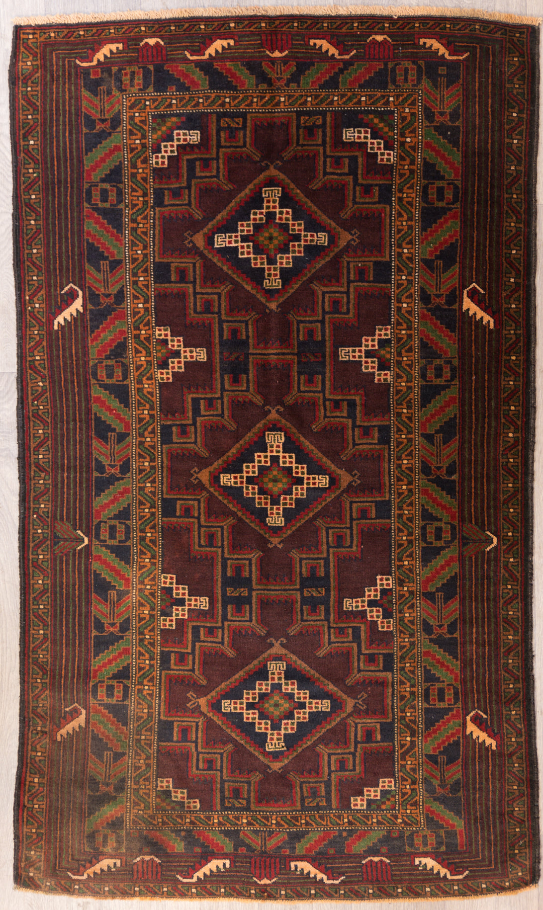 Vintage Persian Baluchi Wool Rug 184cm x 110cm