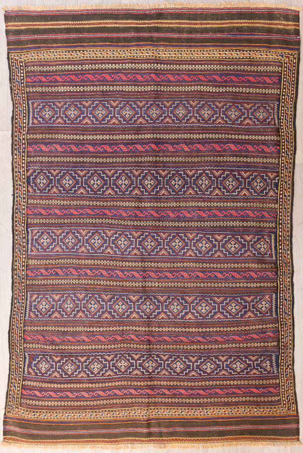 Vintage Persian Sumak Wool Rug 204cm x 131cm