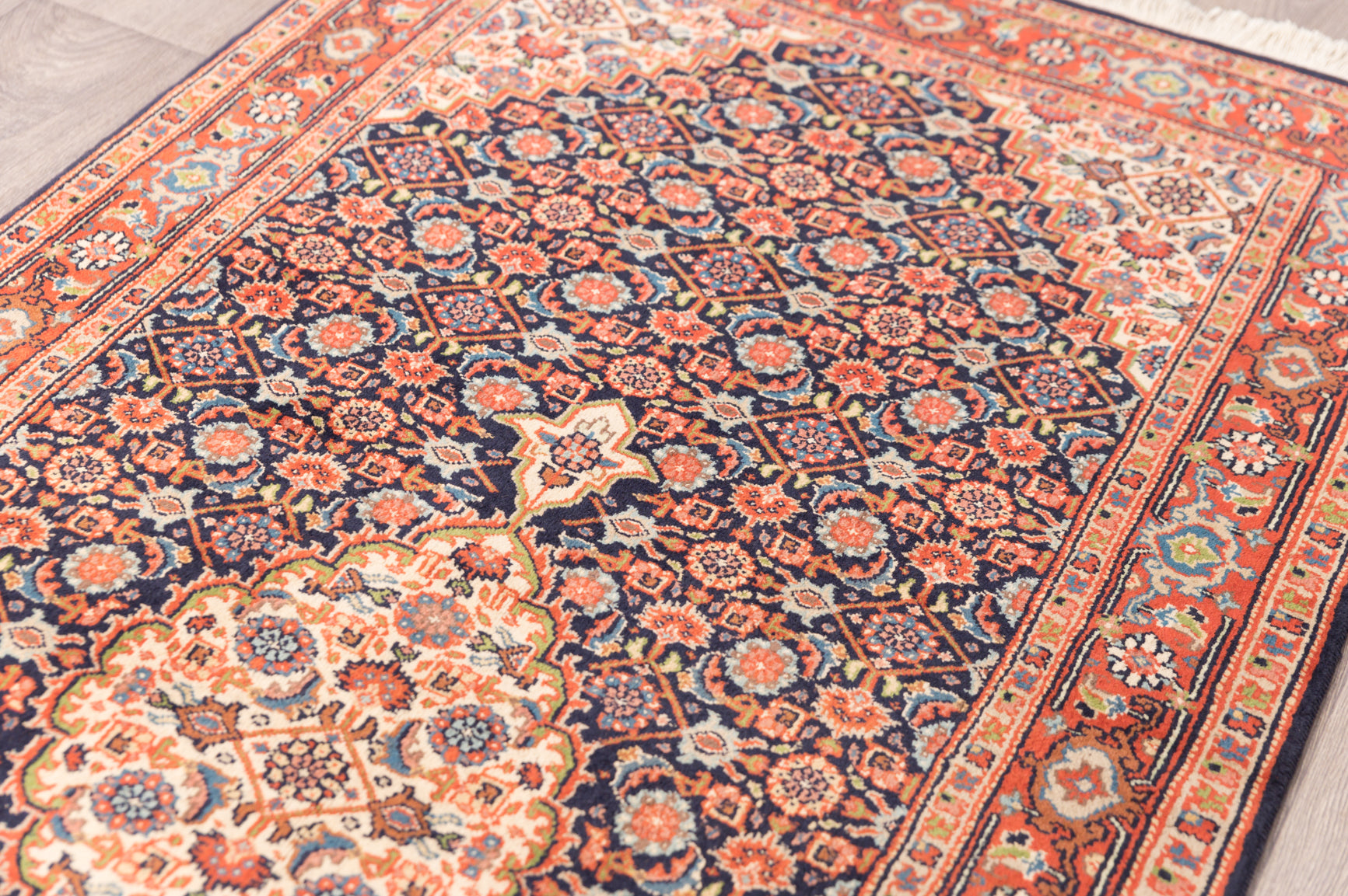 Navy Red Persian Tabriz Runner- 203cm x 98cm K1425