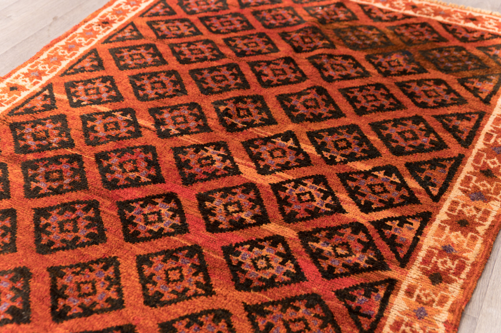 Terracotta Vintage Persian Baluchi Wool Rug c1960's 221cm x 127cm