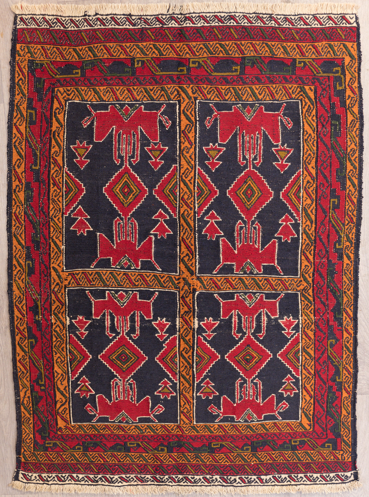 Vintage Persian Sumak Runner 153cm x 116cm