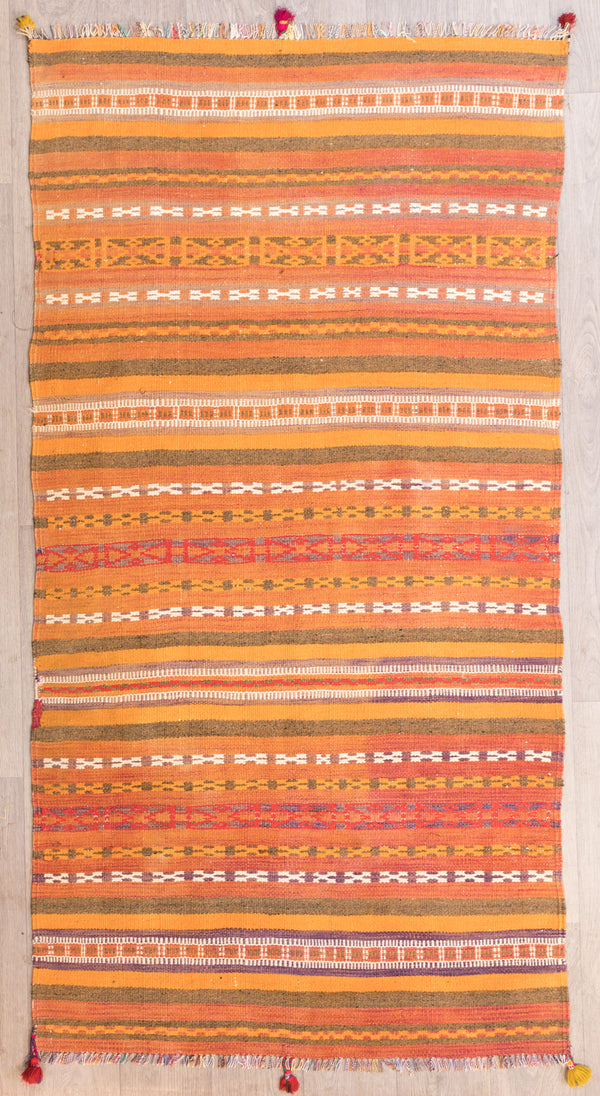 Vintage Turkish Wool Kilim 221cm x 113cm