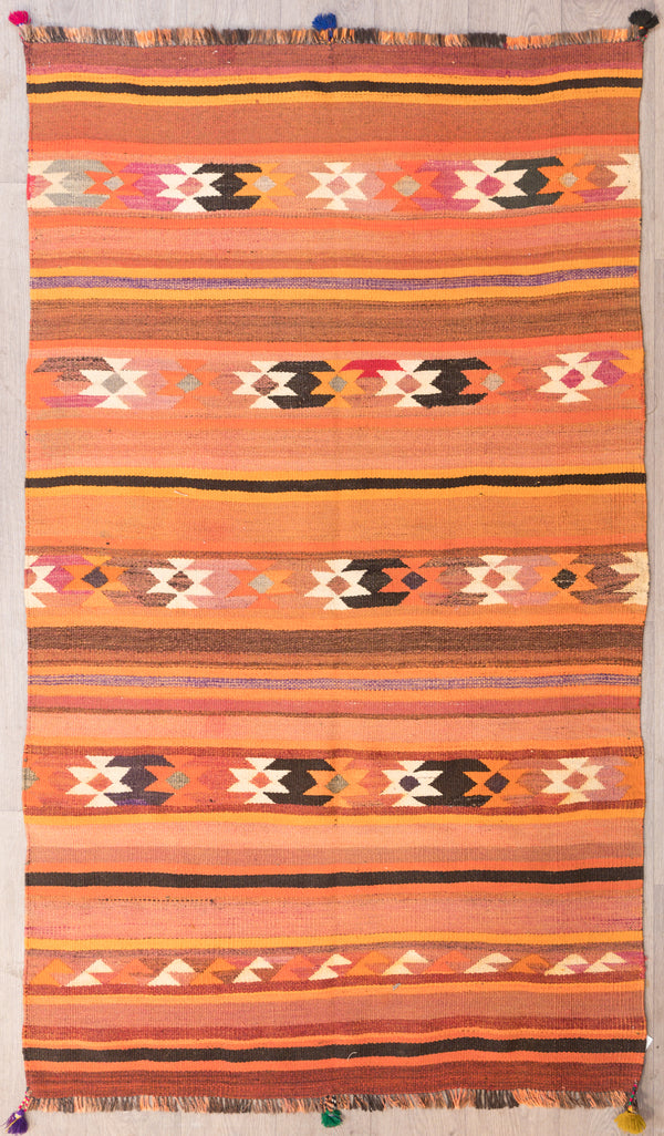 Vintage Turkish Wool Kilim 221cm x 130cm