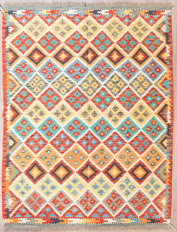 Multicolour Afghan Boho Kilim 191cm x 145cm