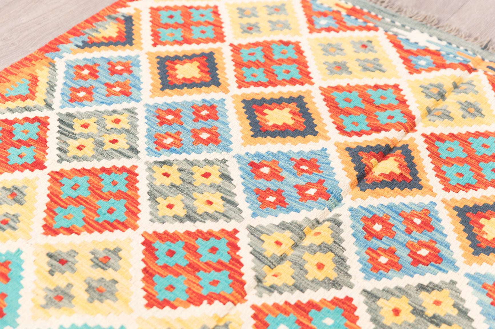 Multicolour Afghan Boho Kilim 191cm x 145cm