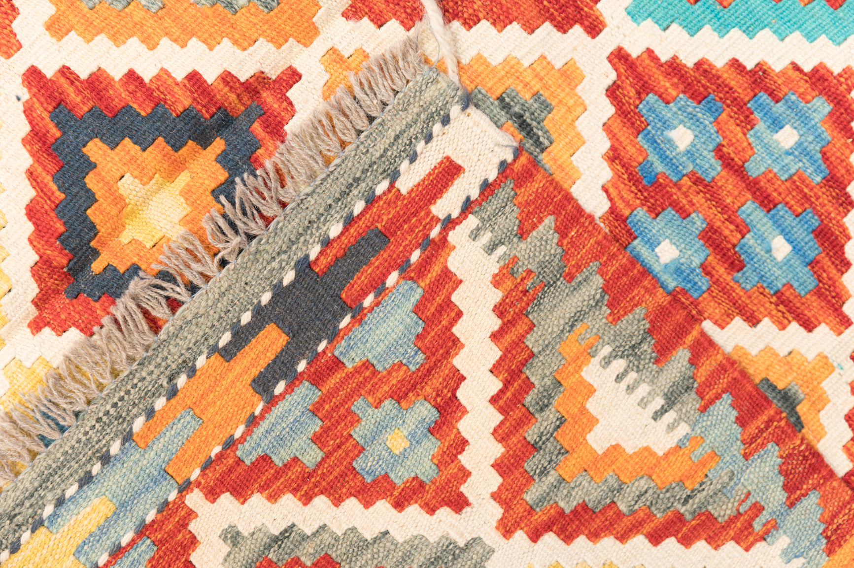 Multicolour Afghan Boho Kilim 191cm x 145cm