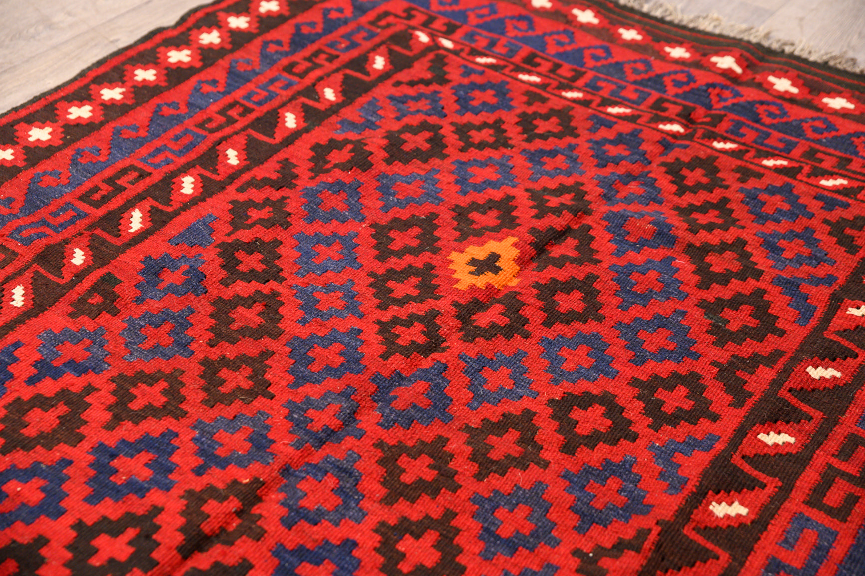 Red Maymana Afghan Wool Kilim 197cm x 151cm