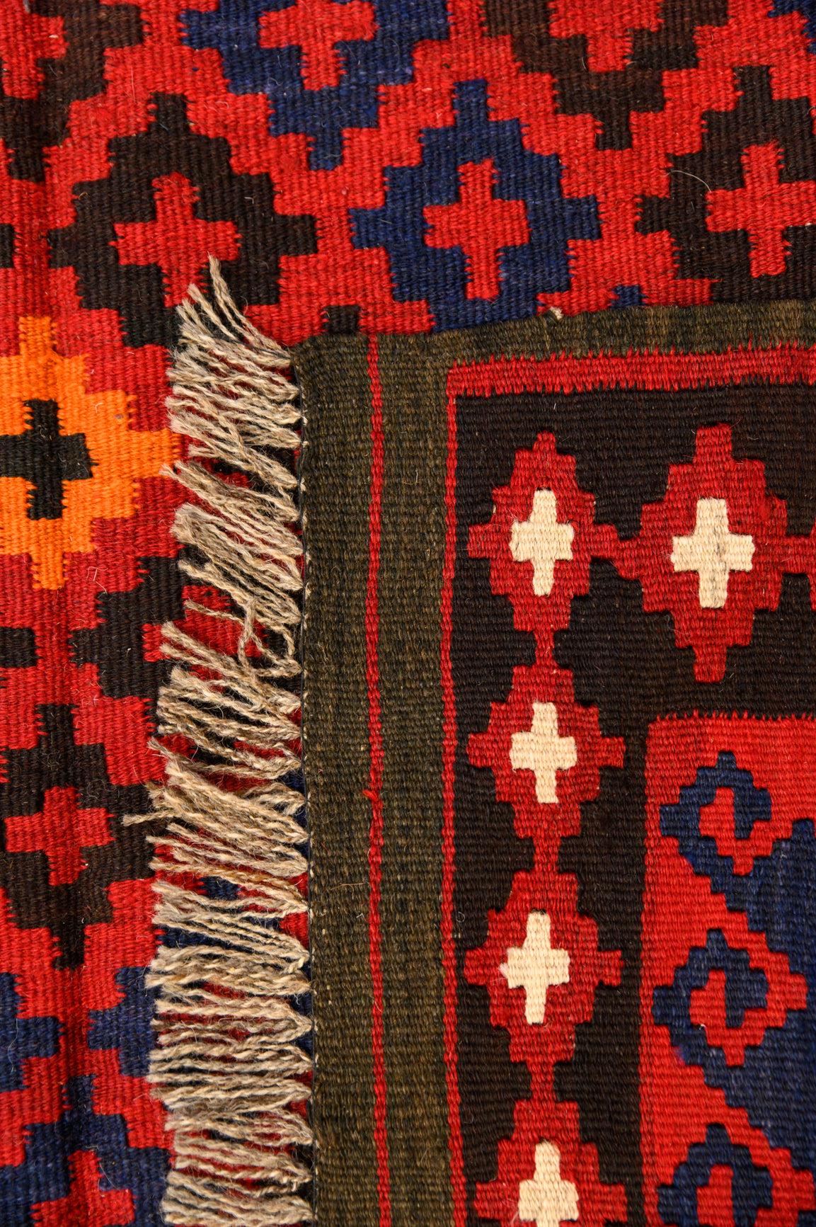 Red Maymana Afghan Wool Kilim 197cm x 151cm