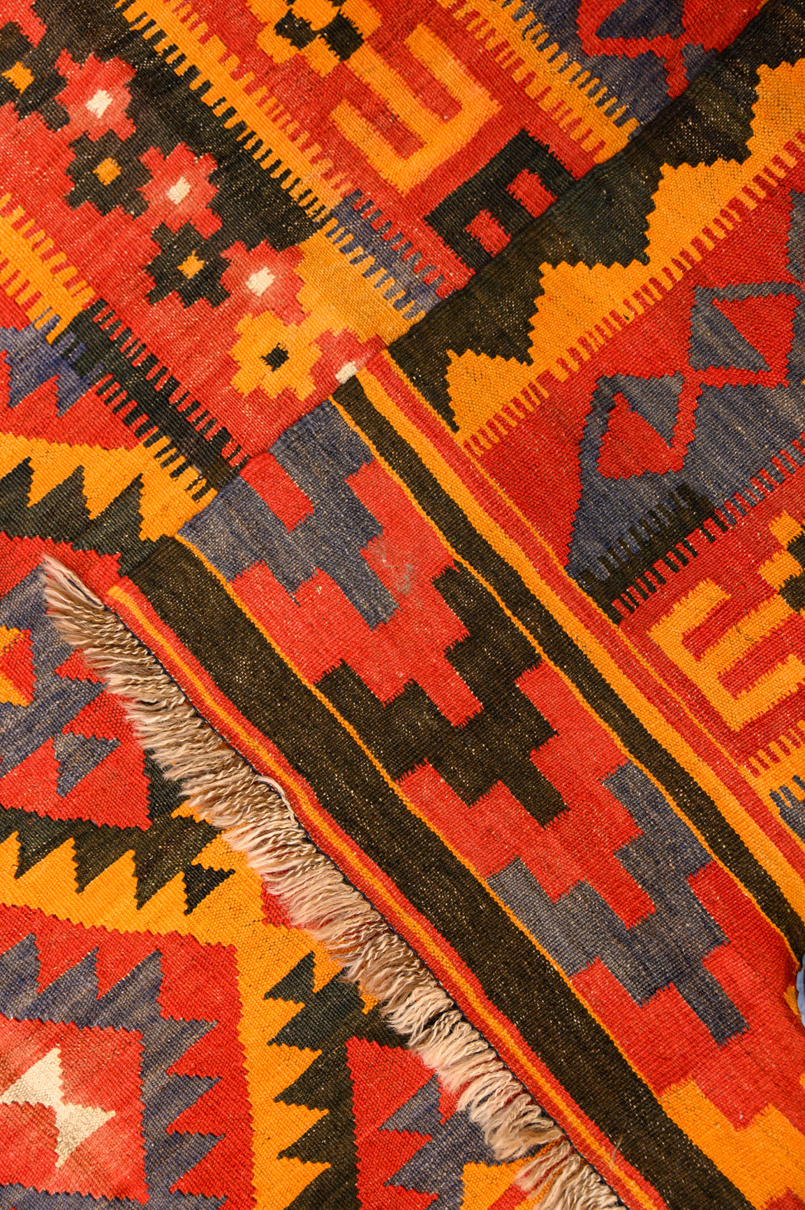 Red Orange Vintage Persian Kilim 272cm x 196cm