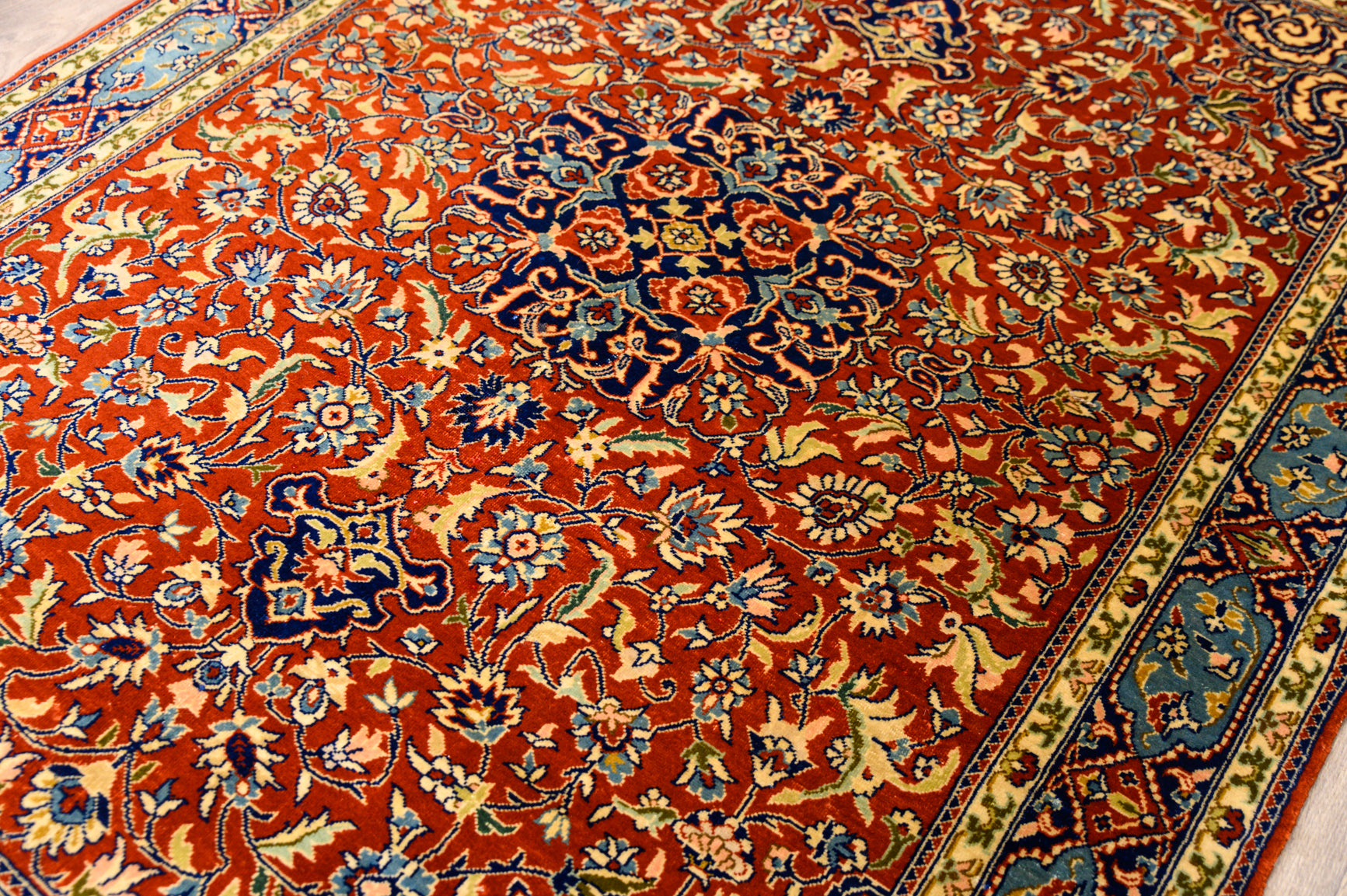 Fine Kork Vintage Persian Kashan Wool Rug 194cm x 142cm