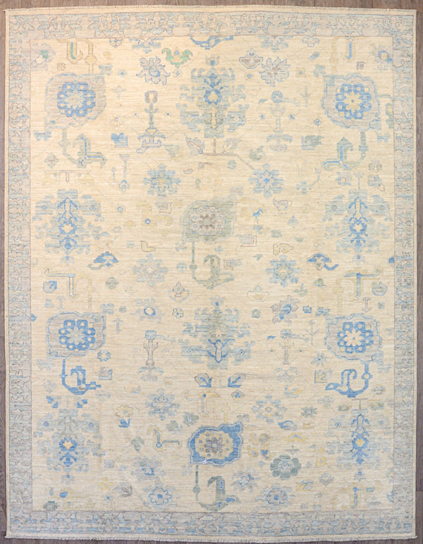 Ivory Blue Afghan Chobi Wool Rug 357cm x 276cm