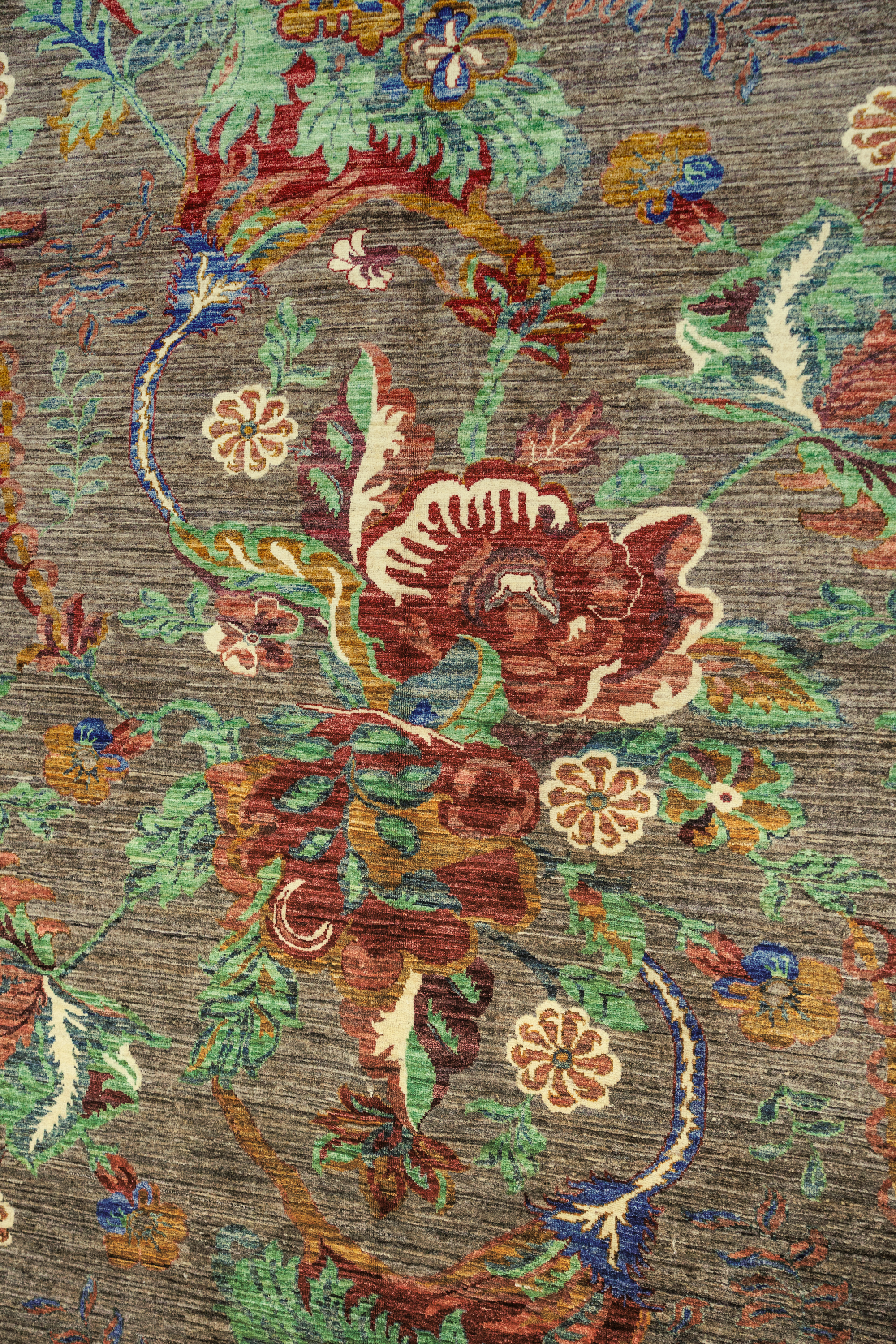 Taupe Green Afghan Chobi Wool Rug 363cm x 271cm