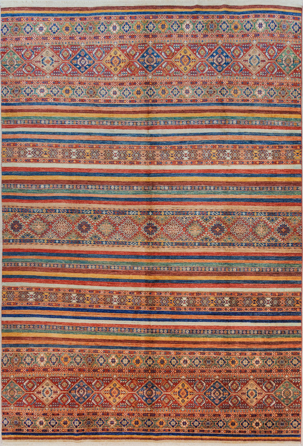 XL Multicolour Afghan Khurjin Chobi Wool Rug 405cm x 270cm