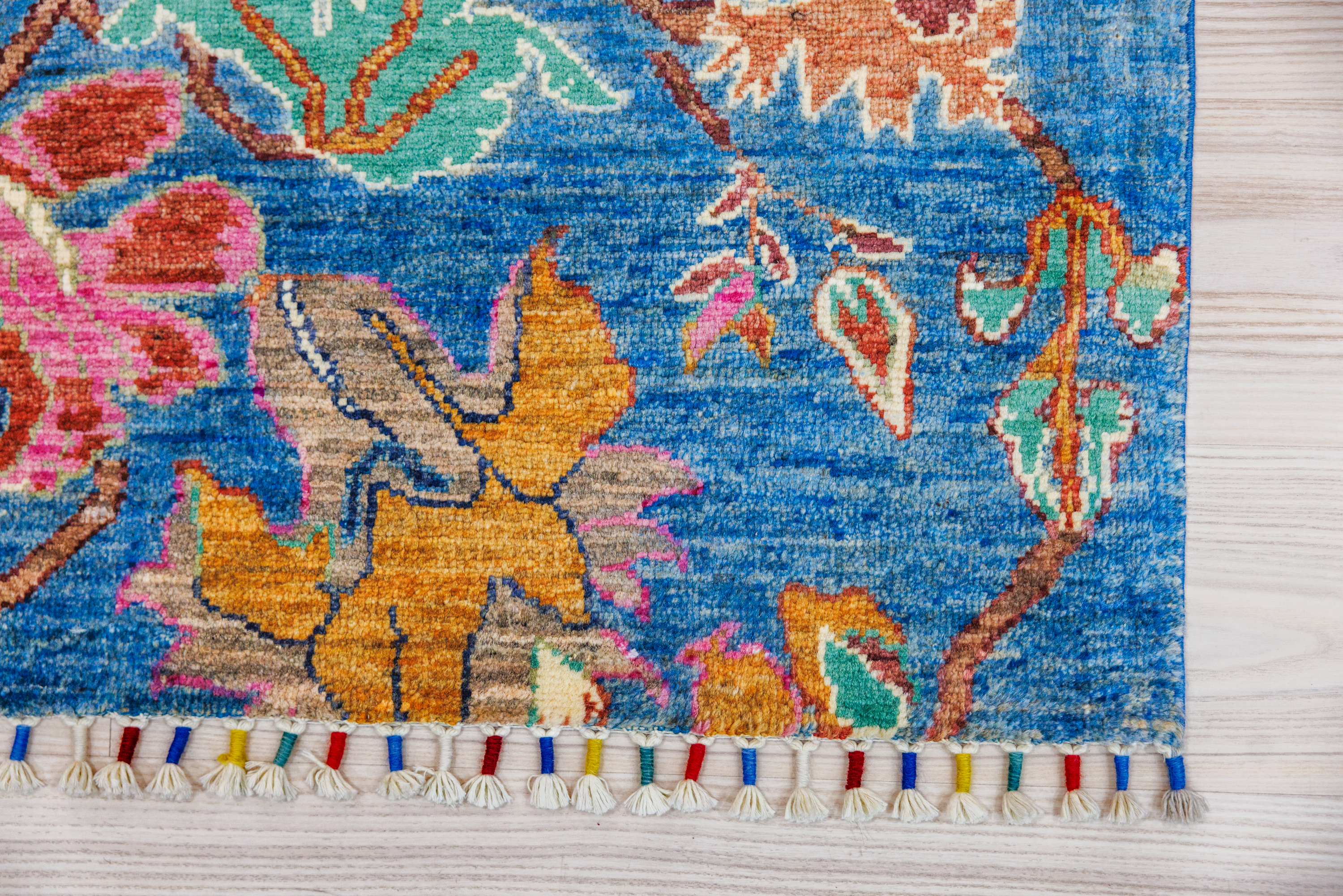 Blue Afghan Chobi Wool Rug 202cm x 156cm
