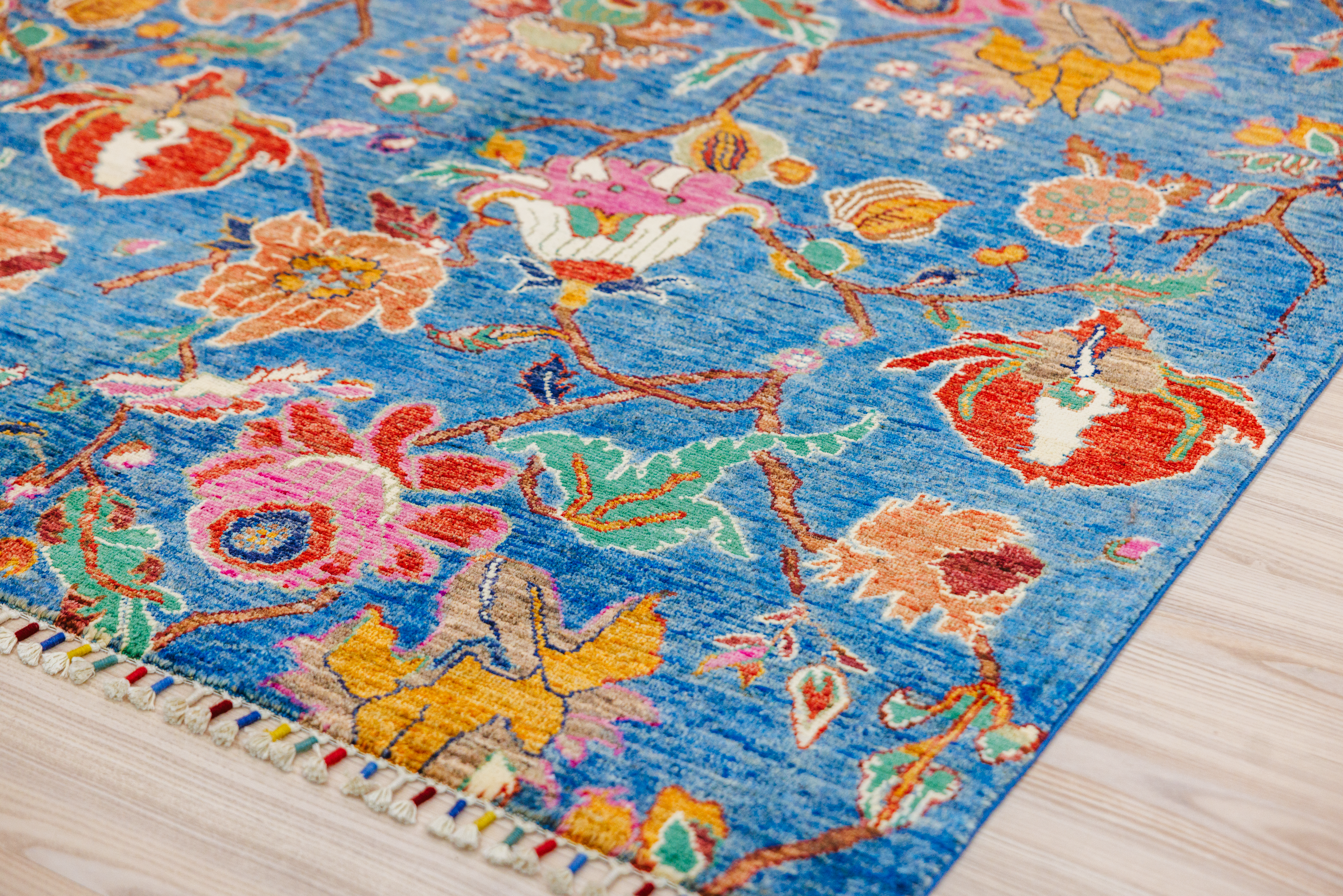 Blue Afghan Chobi Wool Rug 202cm x 156cm