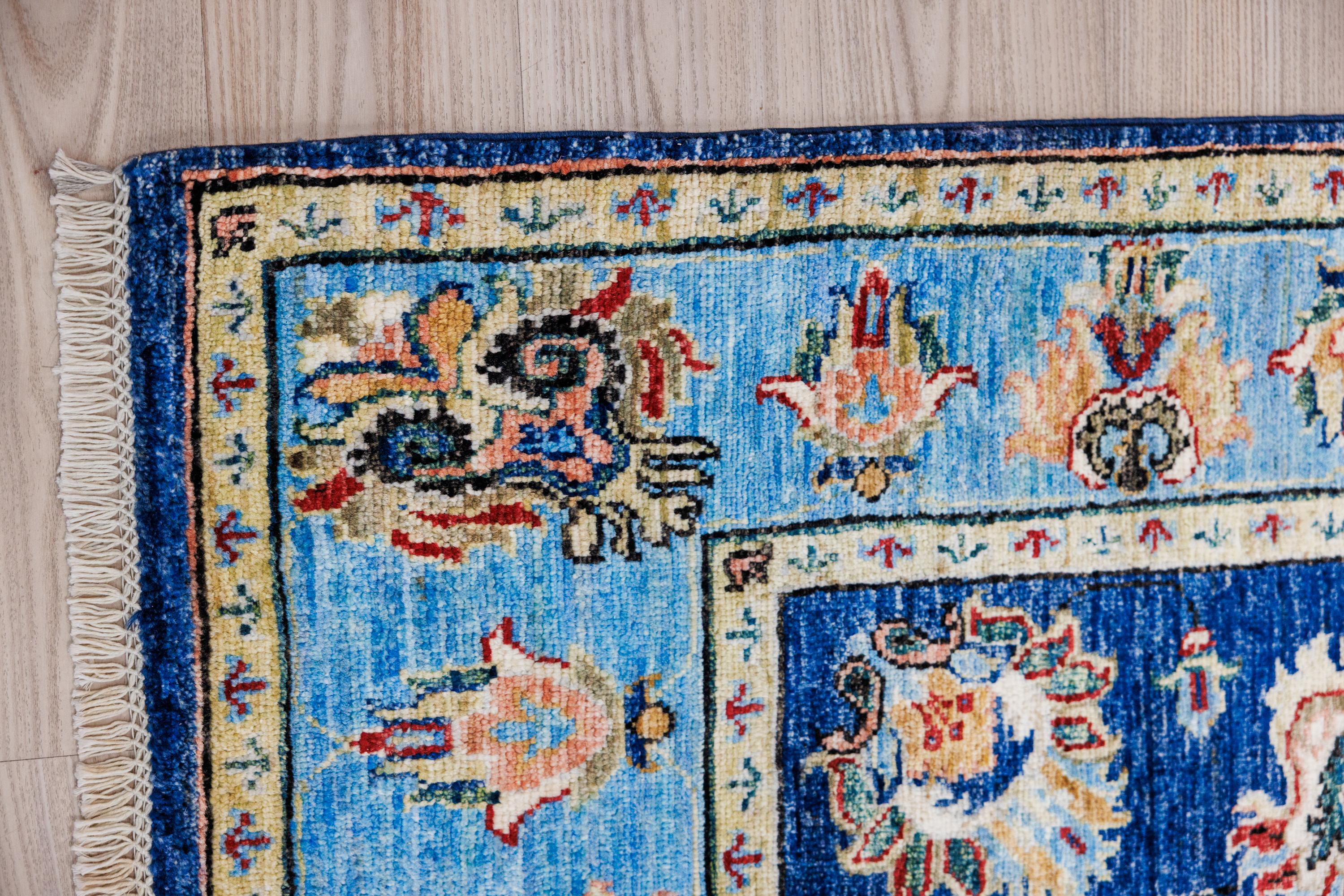 Blue Afghan Chobi Wool Rug 184cm x 125cm