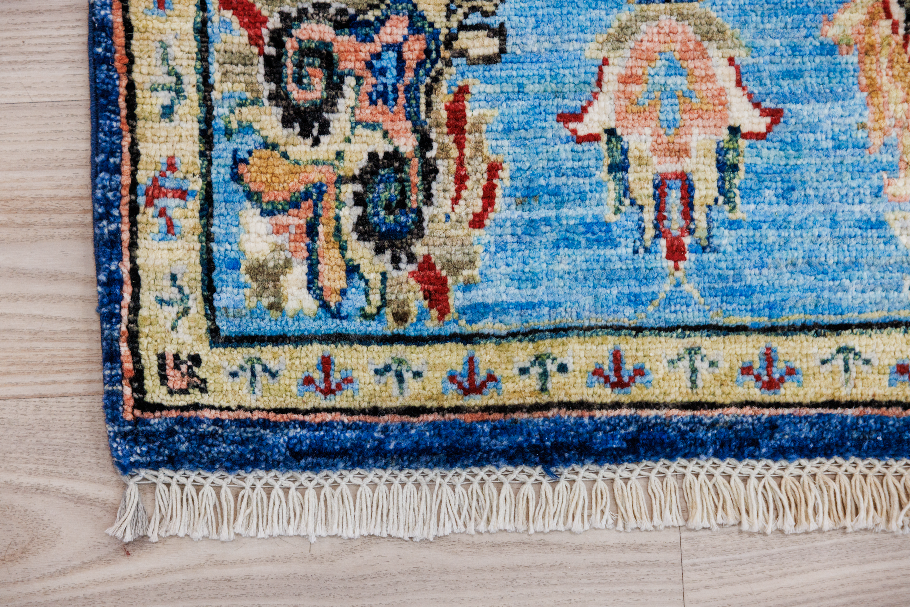 Blue Afghan Chobi Wool Rug 184cm x 125cm