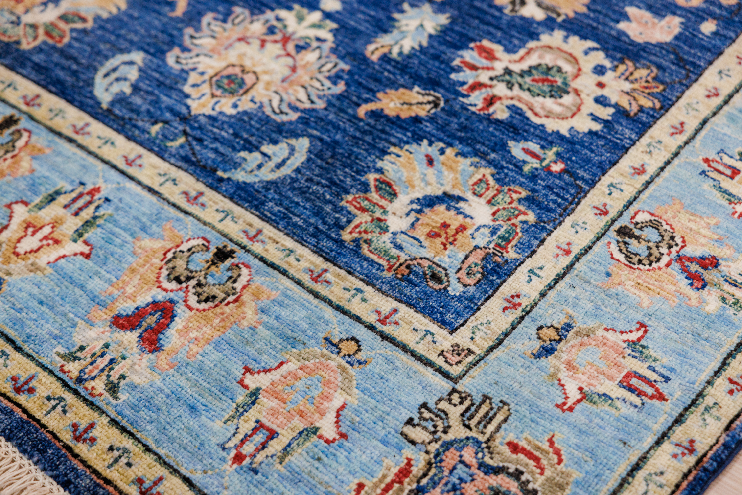 Blue Afghan Chobi Wool Rug 184cm x 125cm