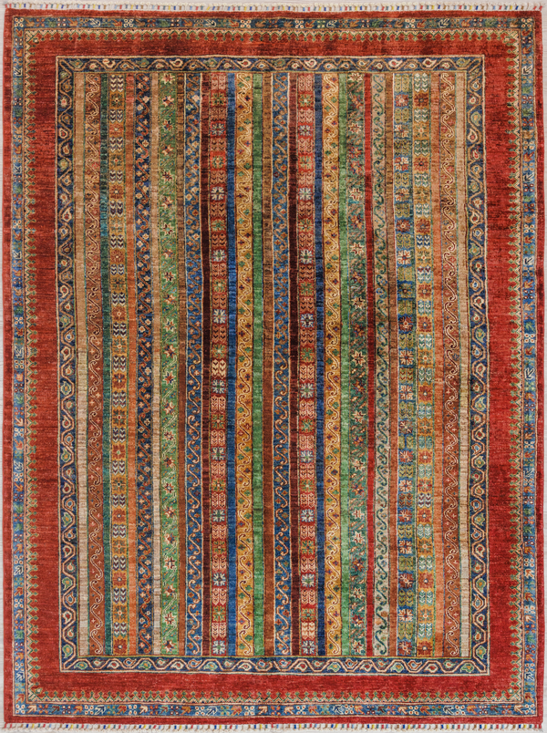 Multicolour Afghan Khurjin Chobi Wool Rug 237cm x 180cm