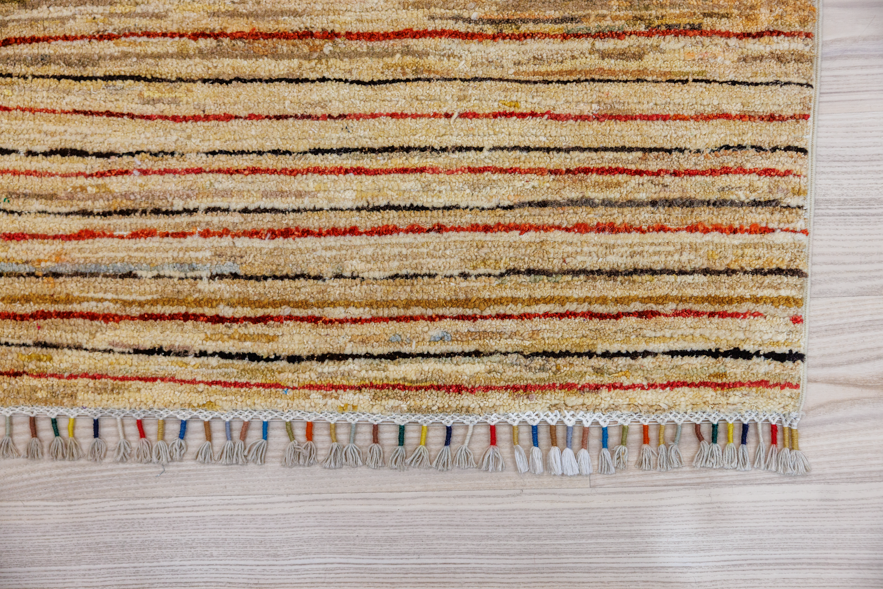 Modern Afghan Stripi Wool Rug 252cm x 141cm