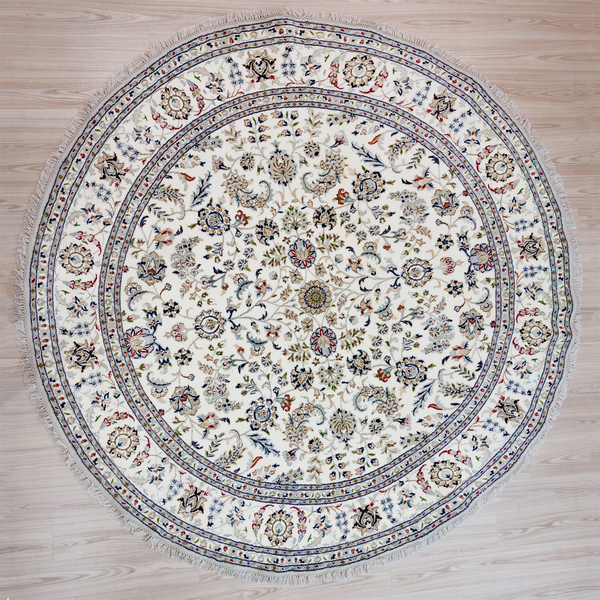 Fine Cream Nain Silk & Wool Rug 245cm x 245cm