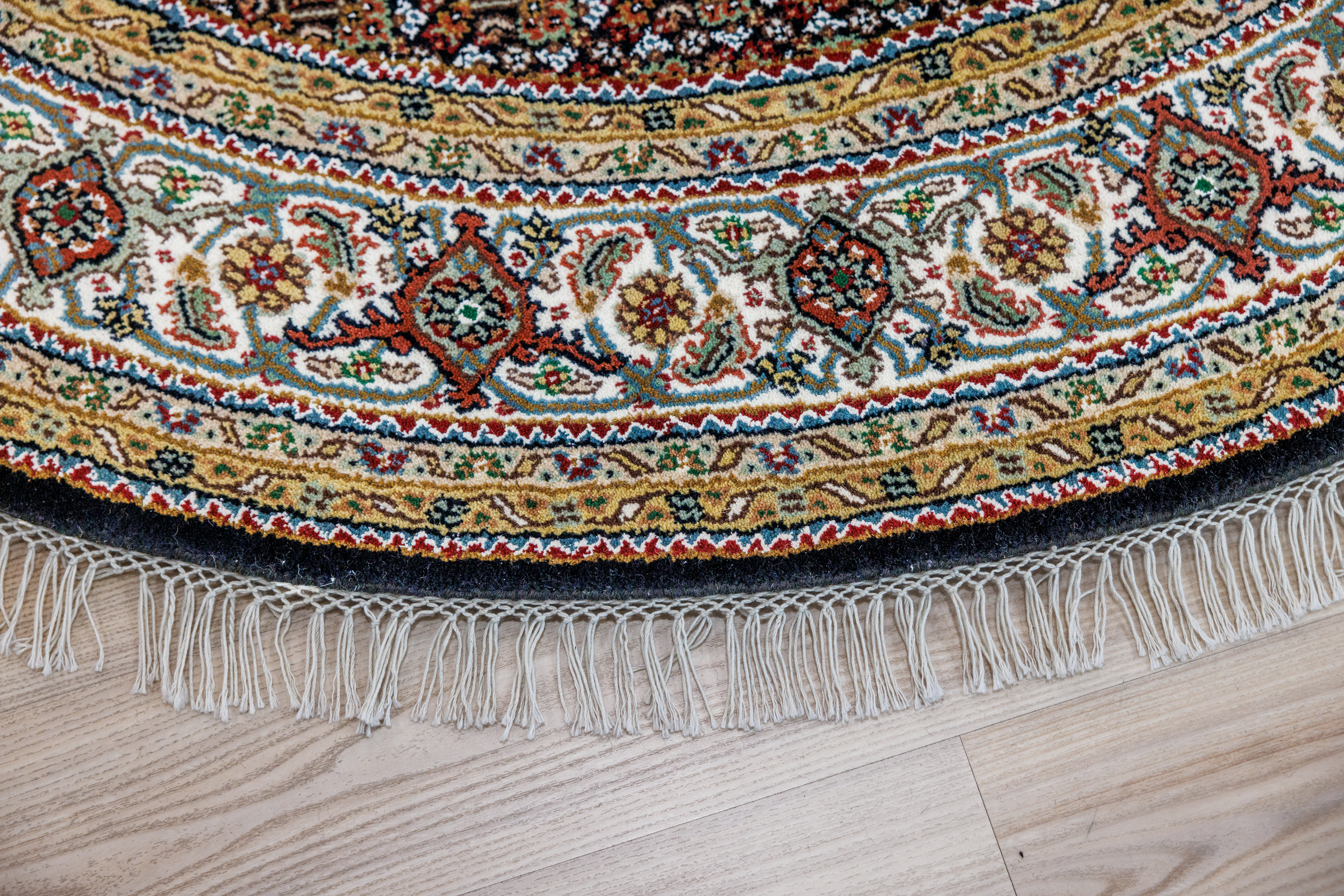 Rare Jaipur Tabriz Silk n Wool Round Rug 196cm x 196cm