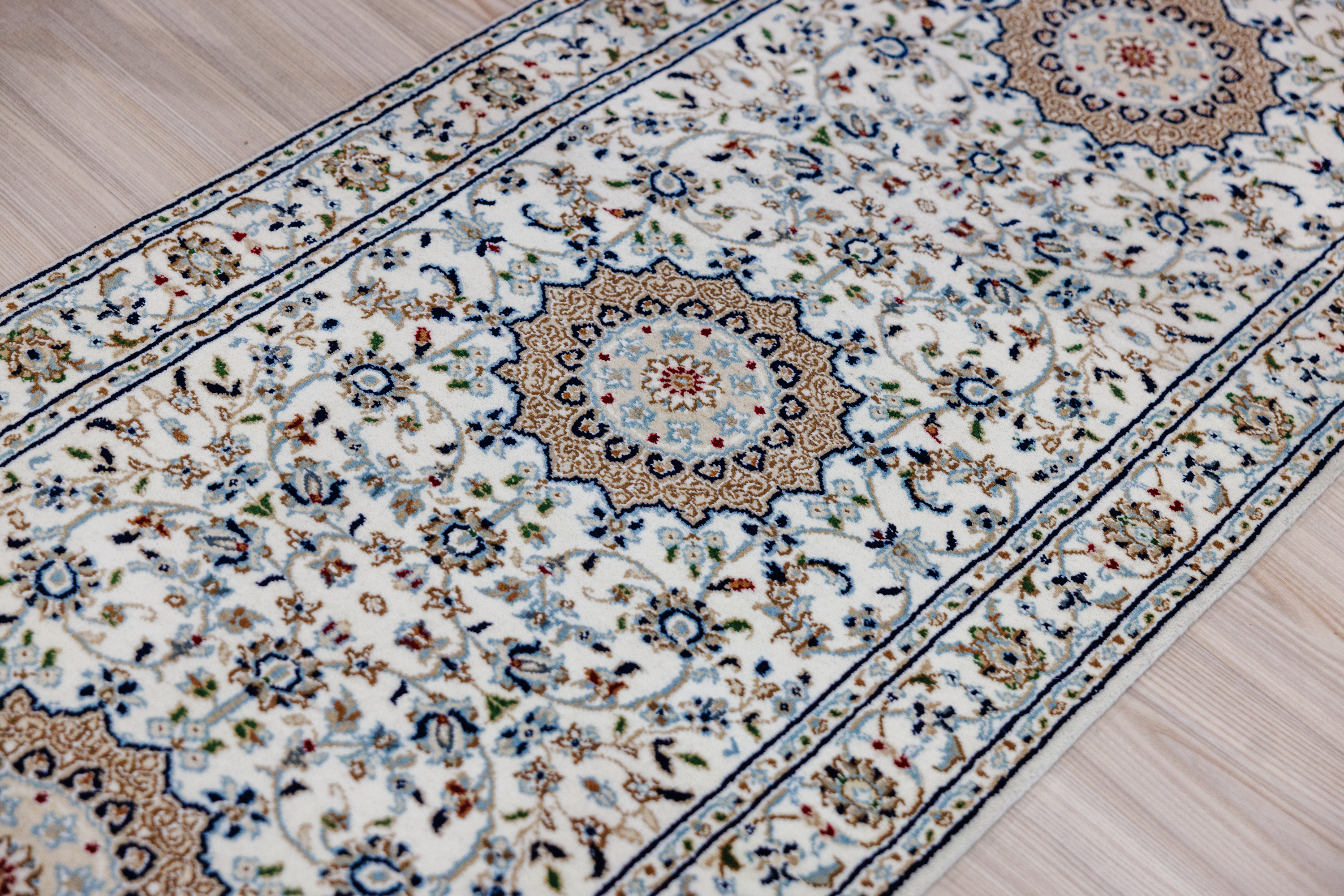 Ivory Cream Jaipur Nain Silk n Wool Runner 310cm x 78cm