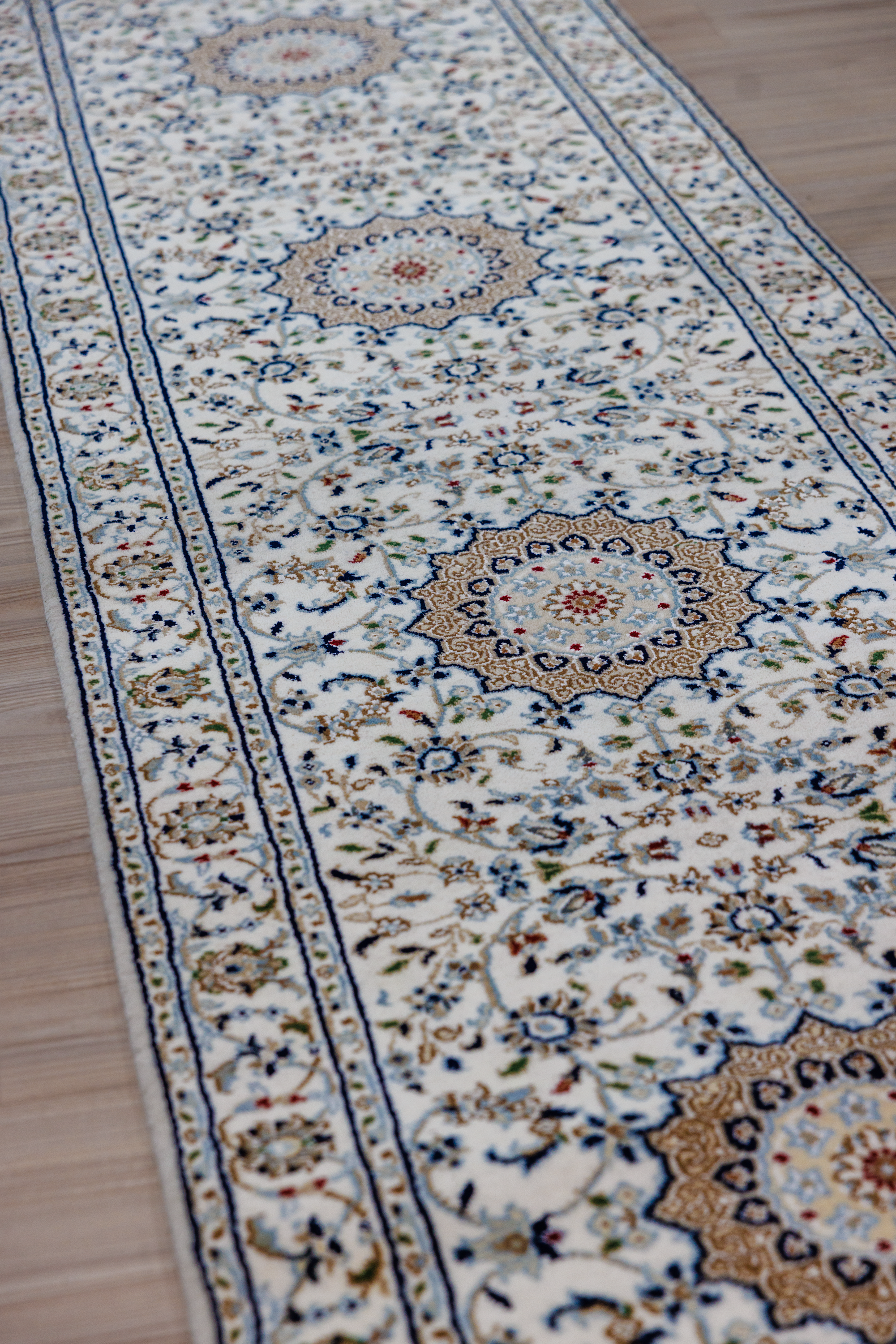 Ivory Cream Jaipur Nain Silk n Wool Runner 310cm x 78cm