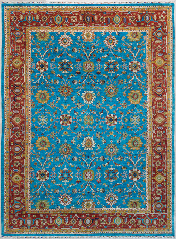 Blue Large Afghan Chobi Wool Rug 392cm x 284cm