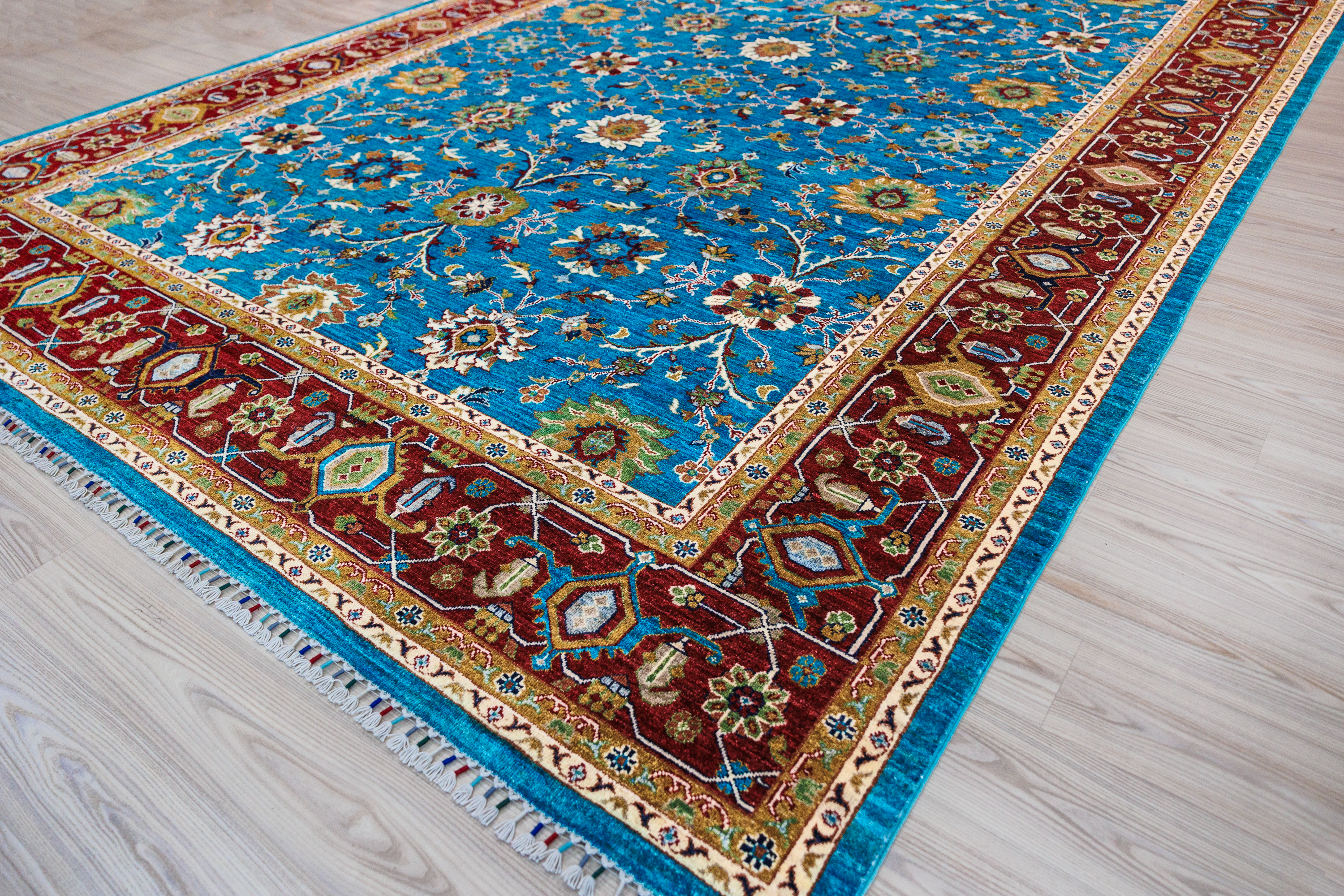 Blue Large Afghan Chobi Wool Rug 392cm x 284cm